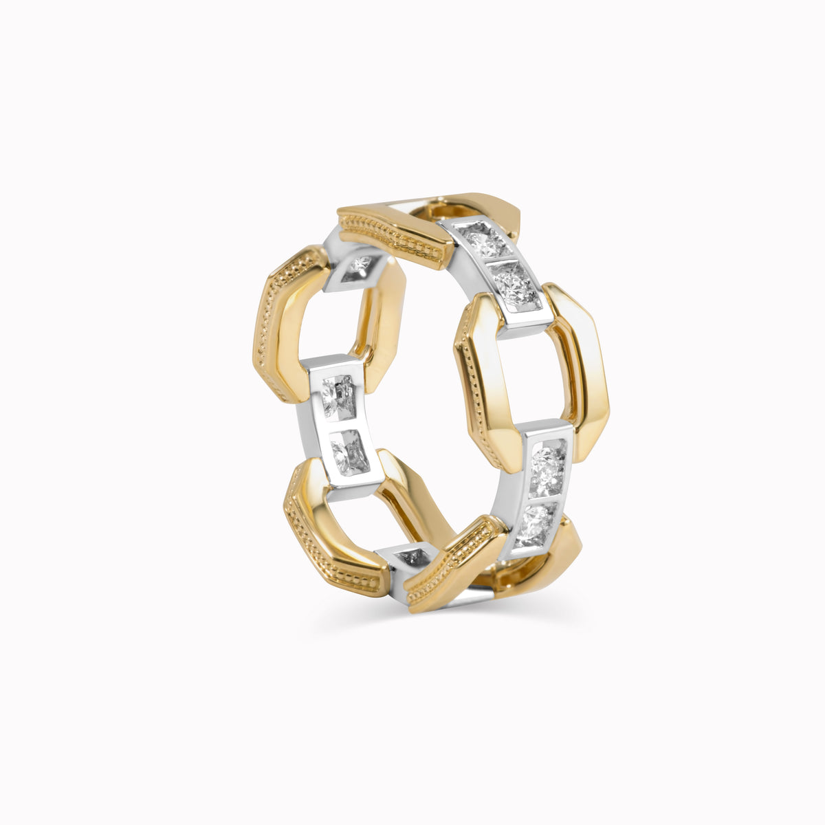 Mixed metal chain link ring | 18K Gold and Platinum