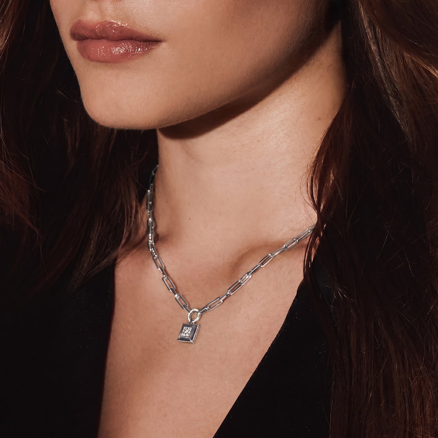 Collier trombone diamant | Platine