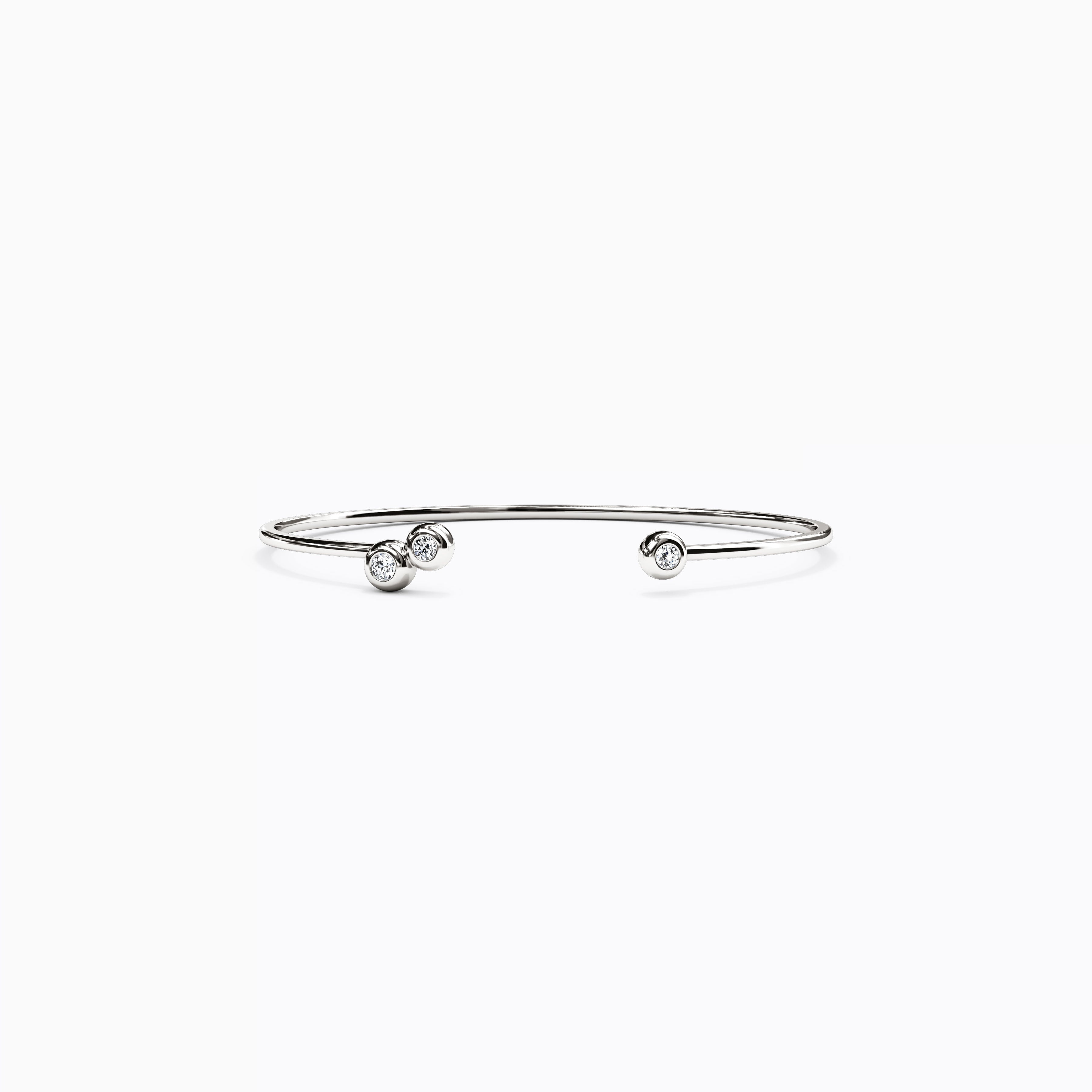 Diamond Three Bezel Cuff | 14K Gold