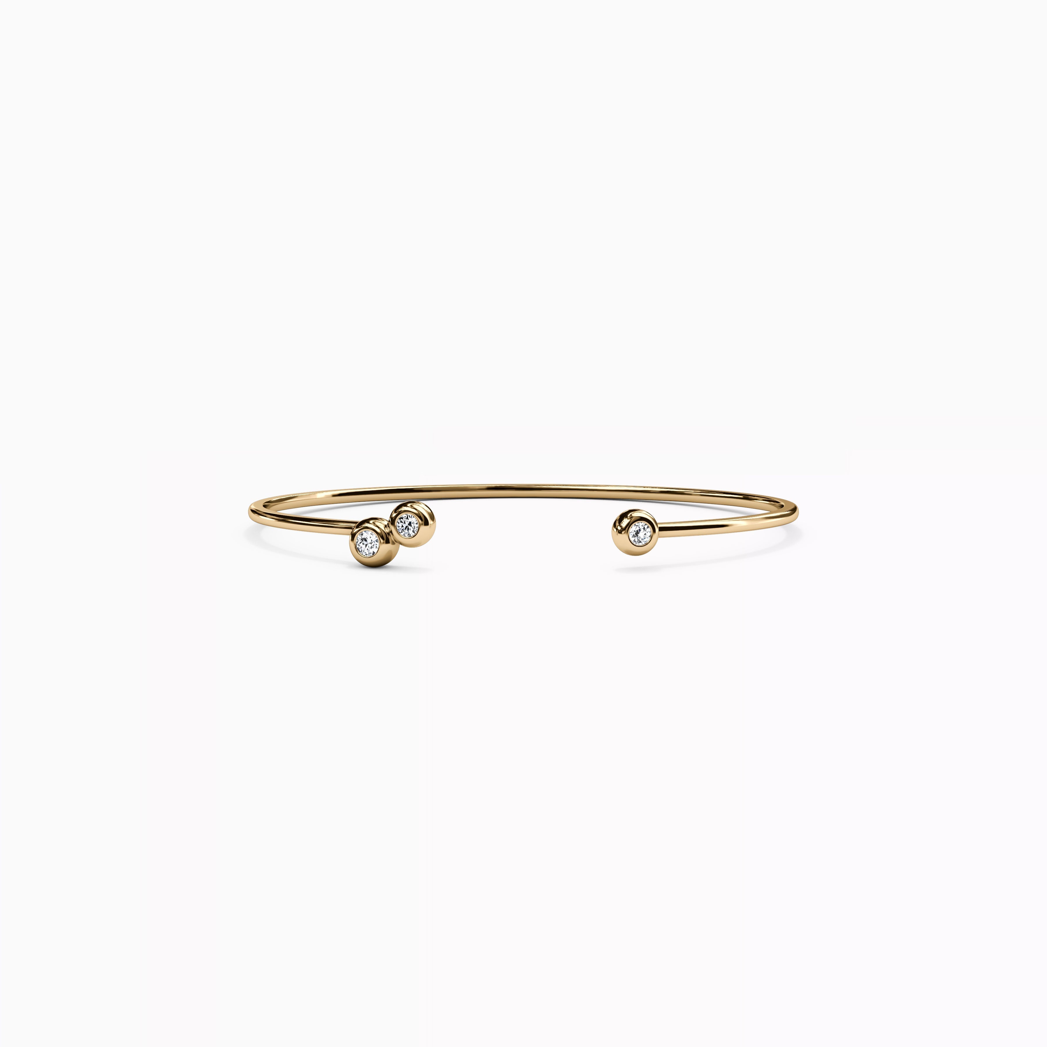 Diamond Three Bezel Cuff | 14K Gold