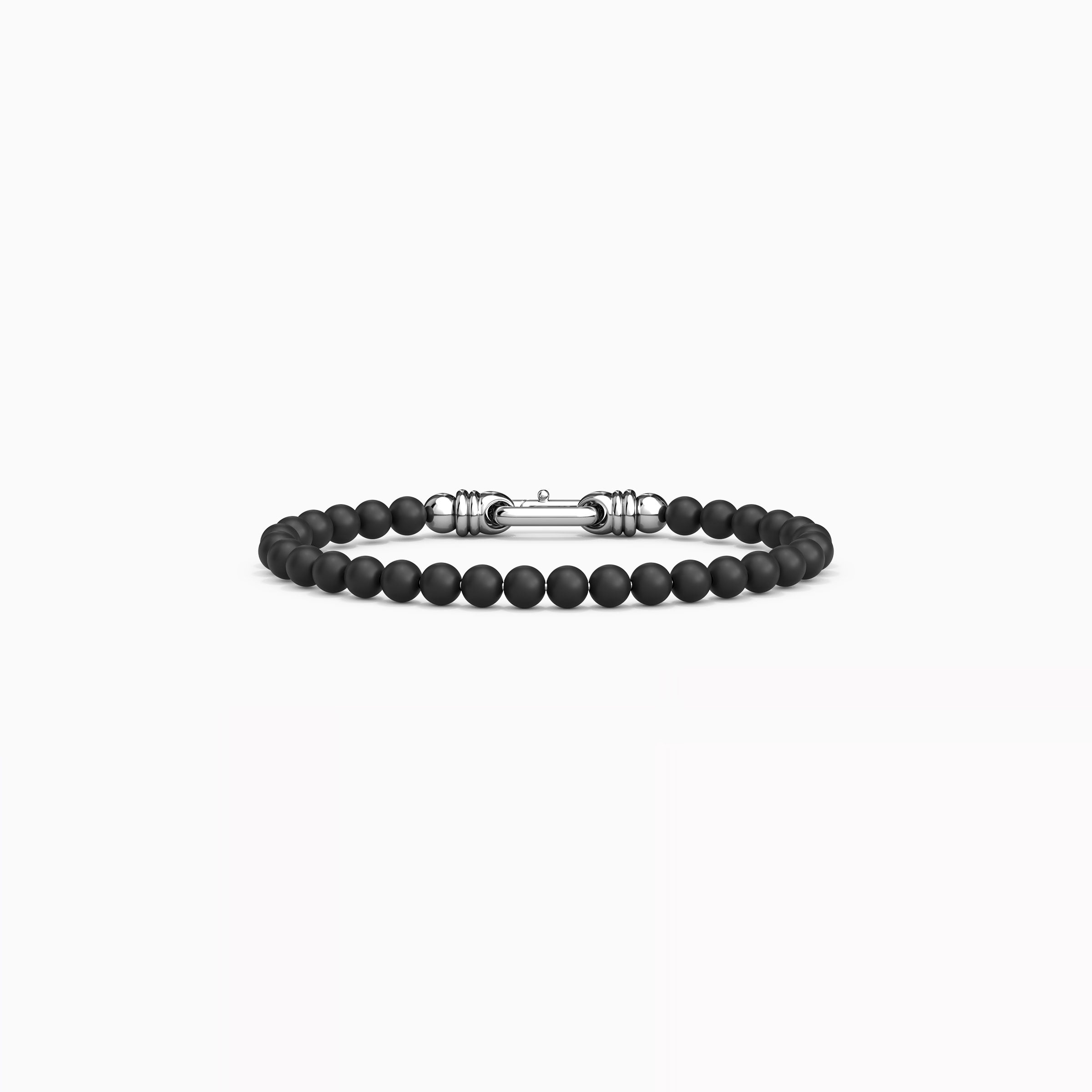 Bracelet à Boucles Perlé Onyx en Argent Sterling 6 mm