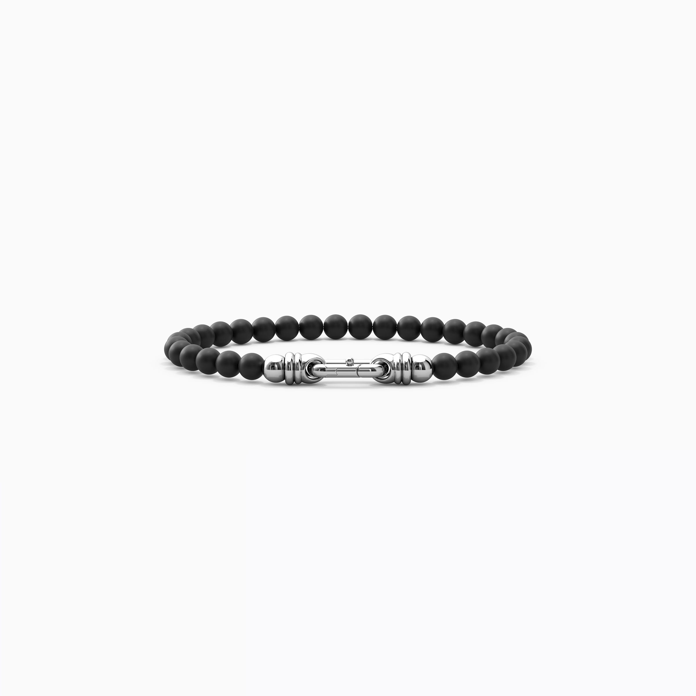 Bracelet à Boucles Perlé Onyx en Argent Sterling 6 mm