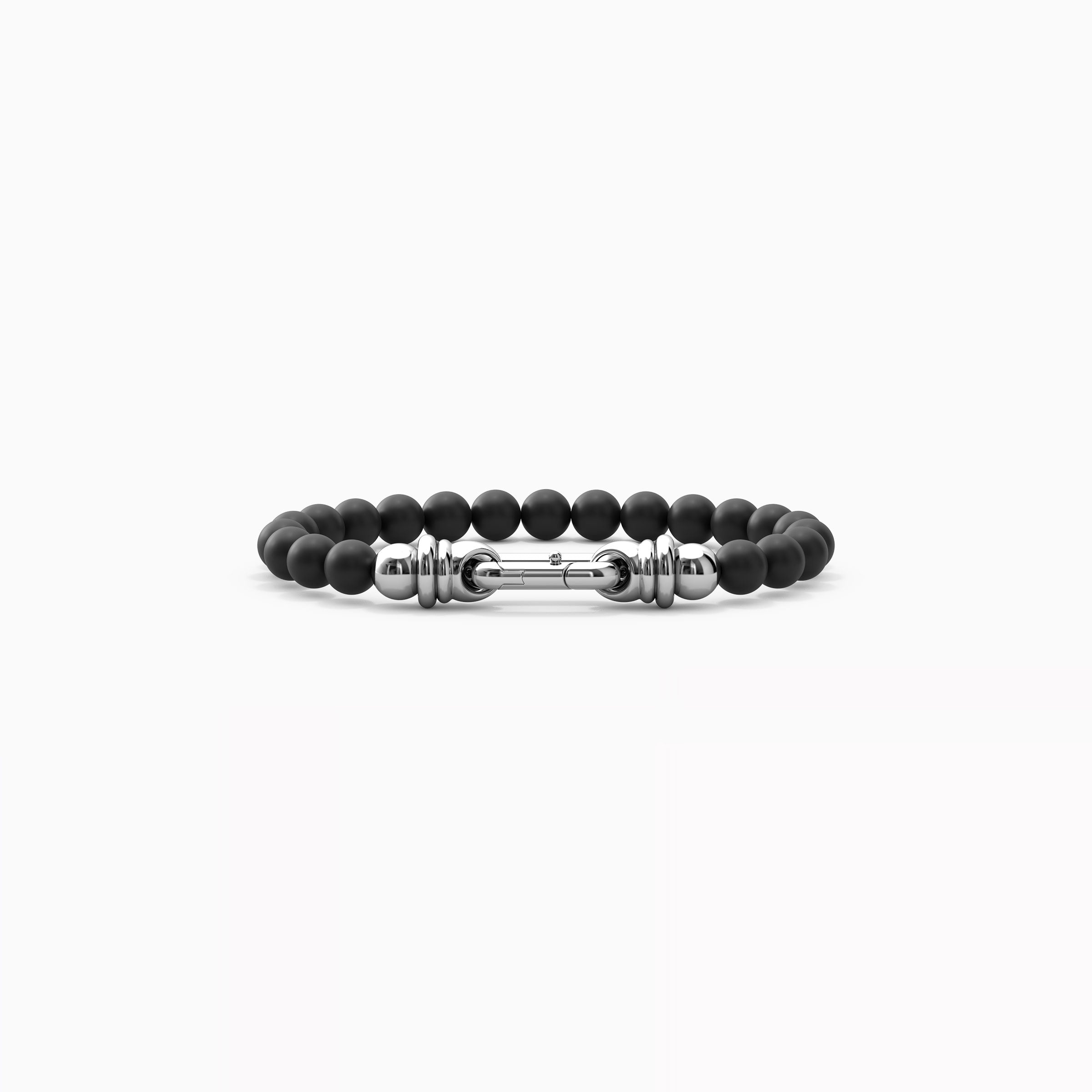 Bracelet à boucle en onyx perlé en argent sterling 8 mm