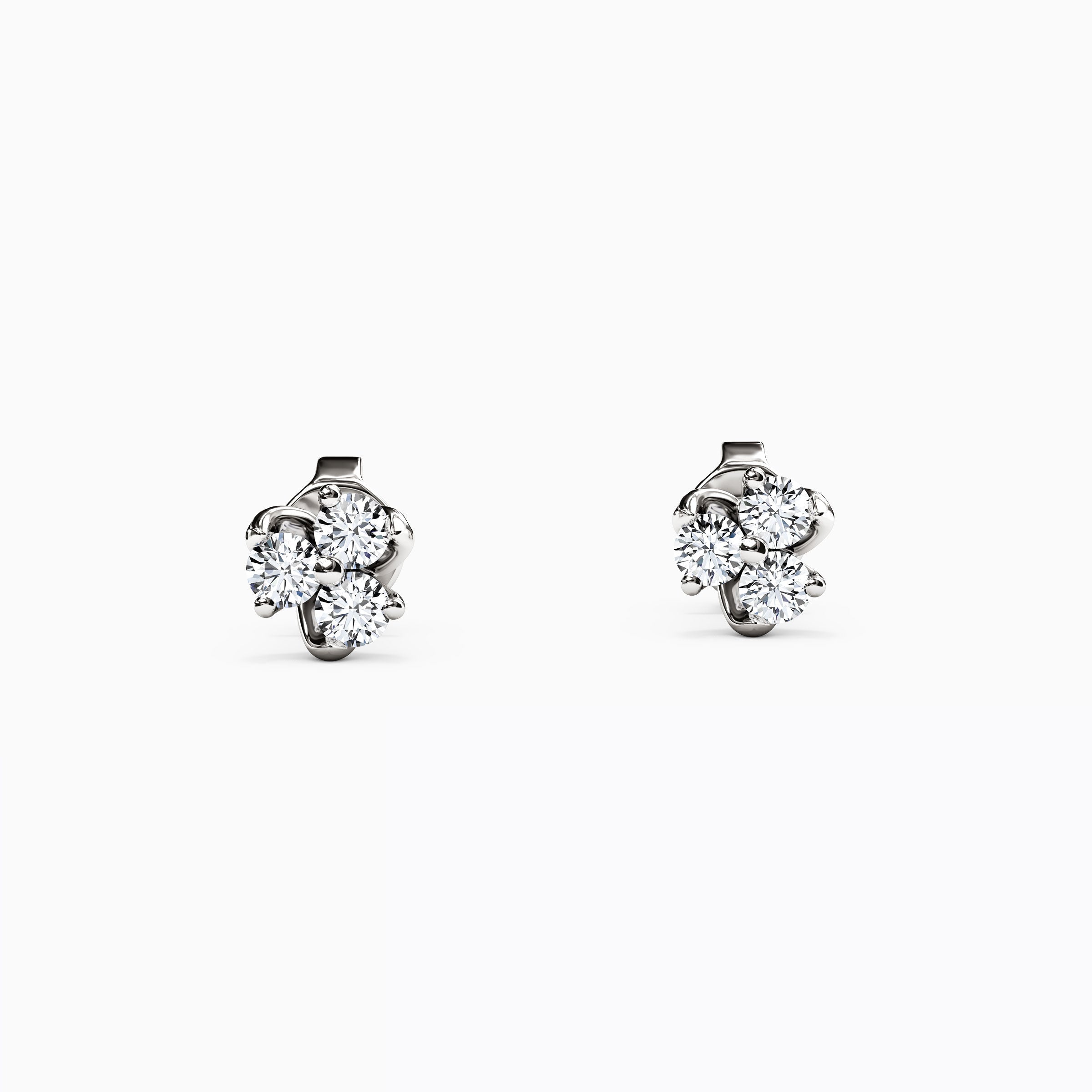 Diamond Mini Lotus Stud Earrings | 14K Gold