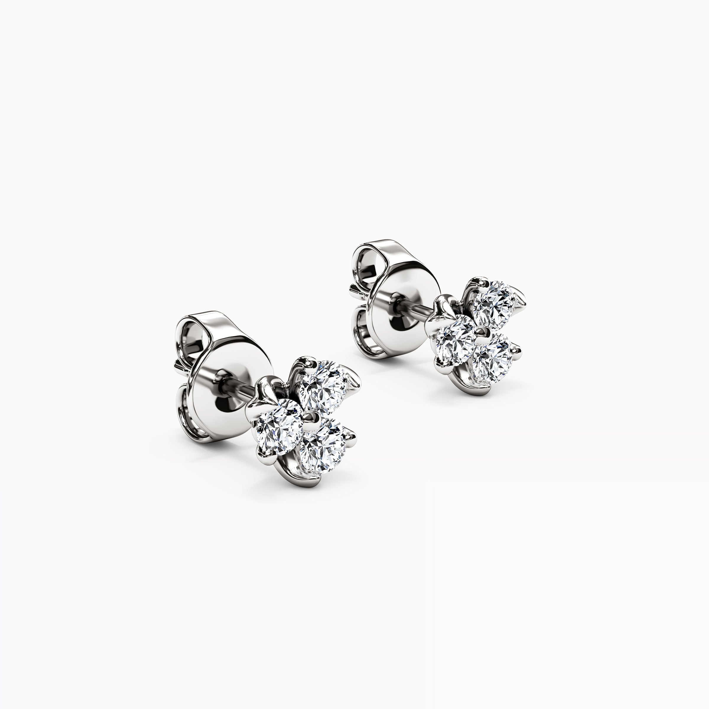 Diamond Mini Lotus Stud Earrings | 14K Gold