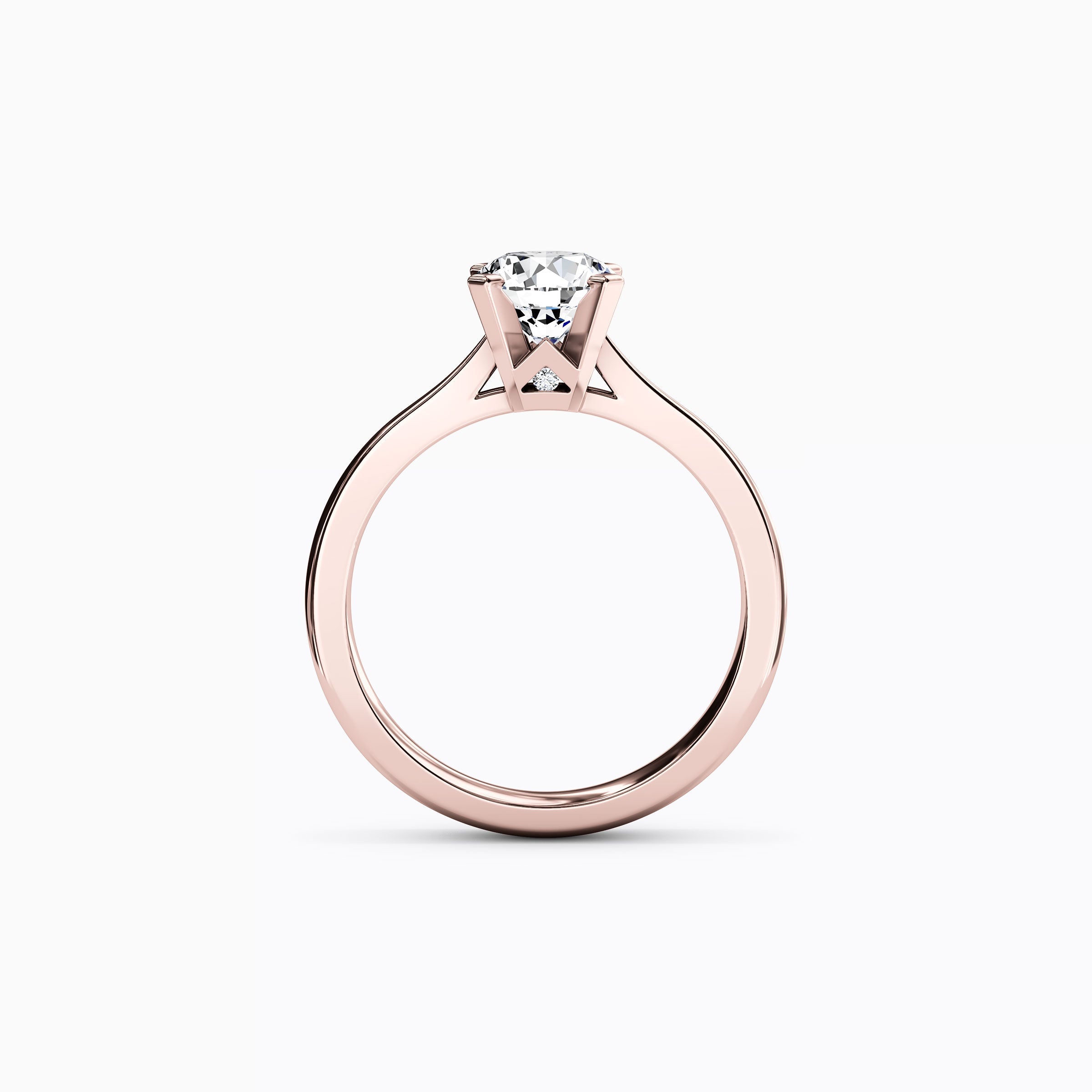 Solitaire Round Diamond Engagement Ring in 18K Gold