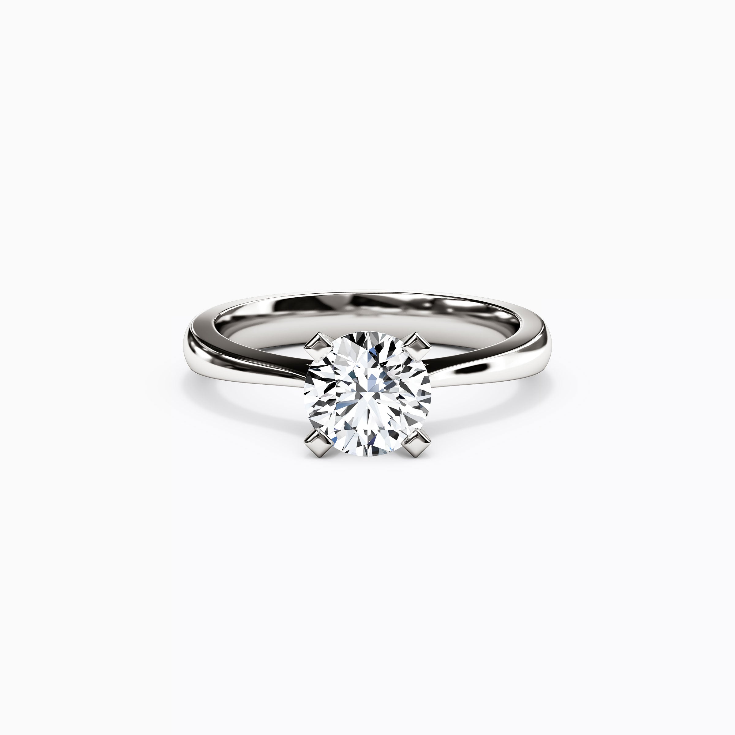 Solitaire en diamant rond sur bague de fiançailles en platine