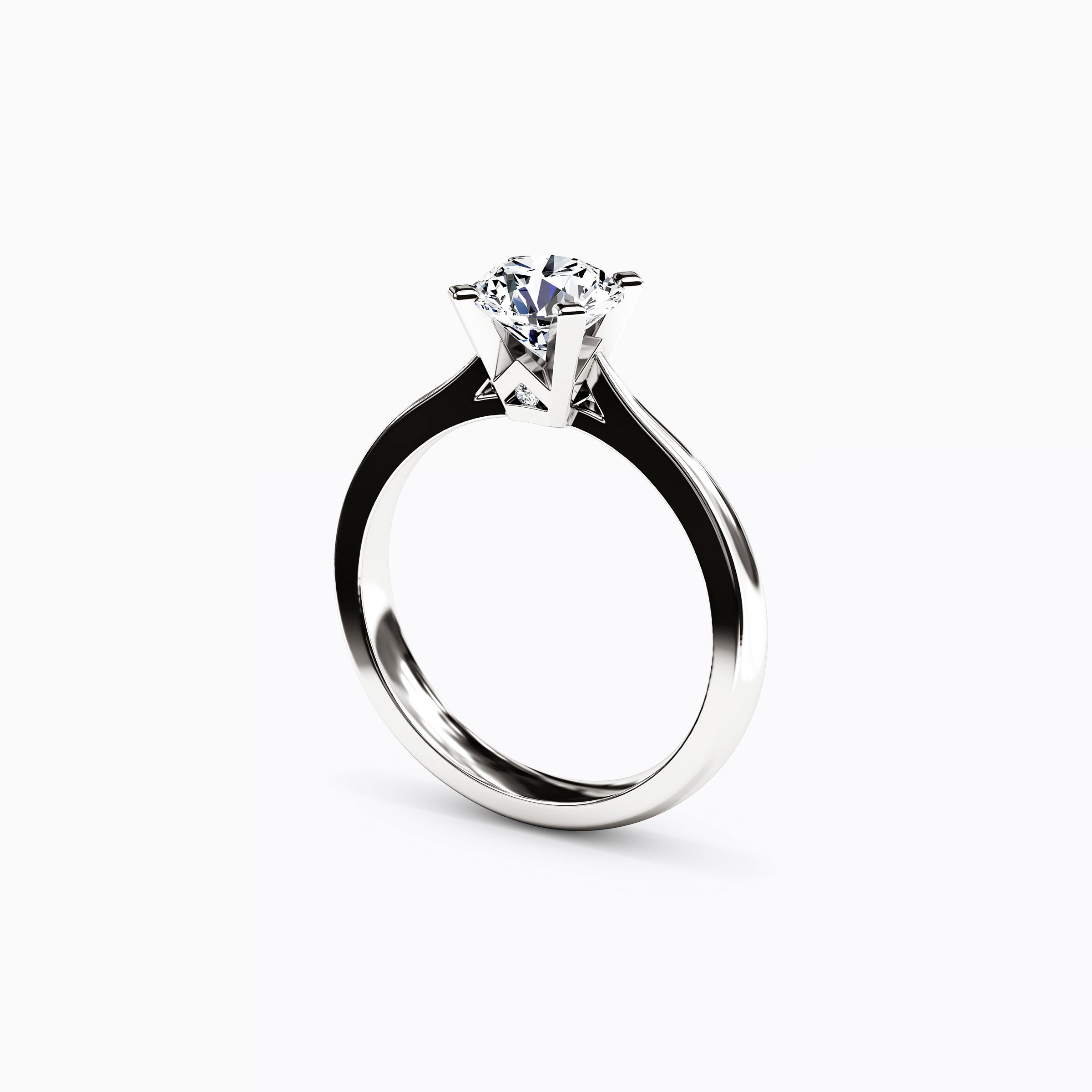 Solitaire en diamant rond sur bague de fiançailles en platine