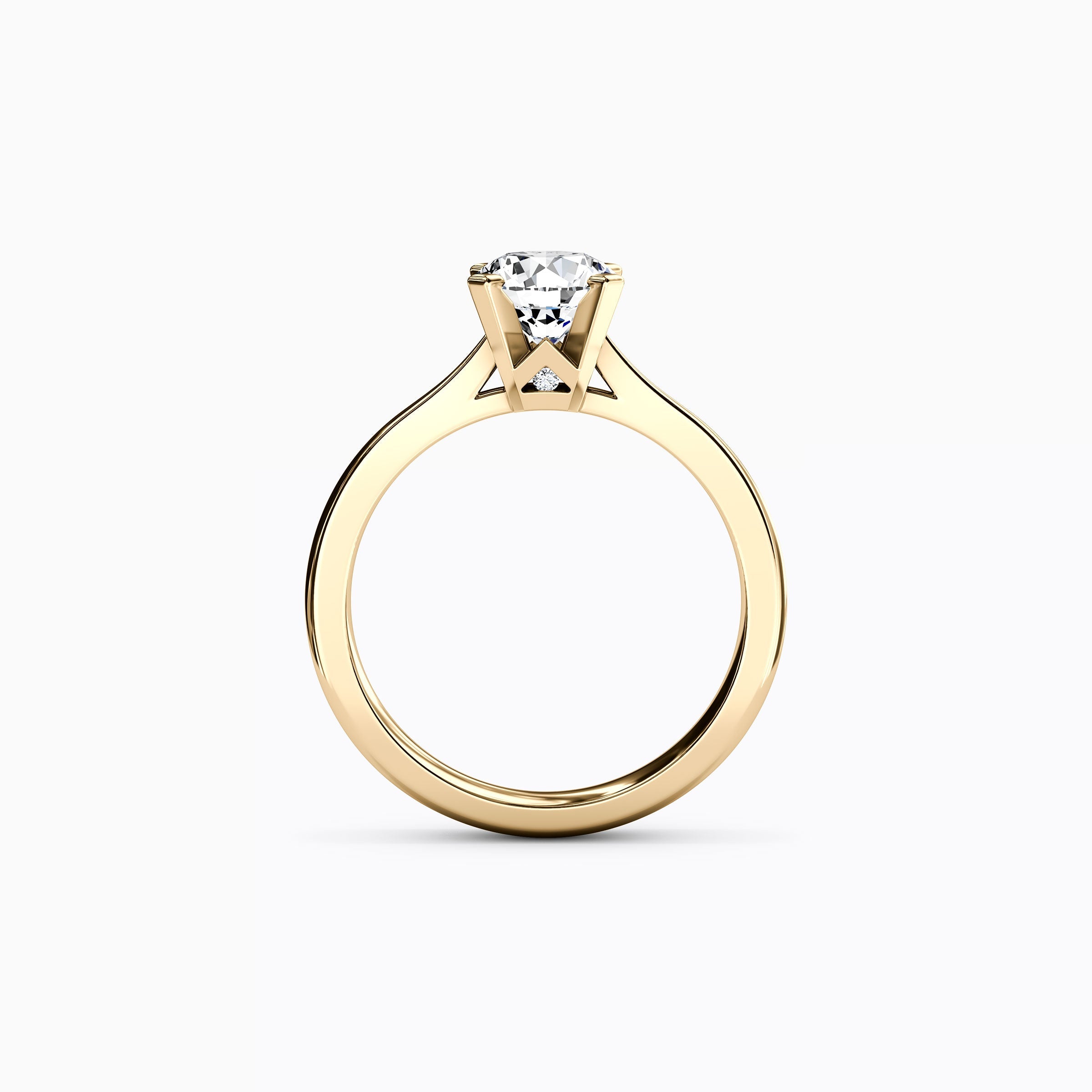 Solitaire Round Diamond Engagement Ring in 18K Gold
