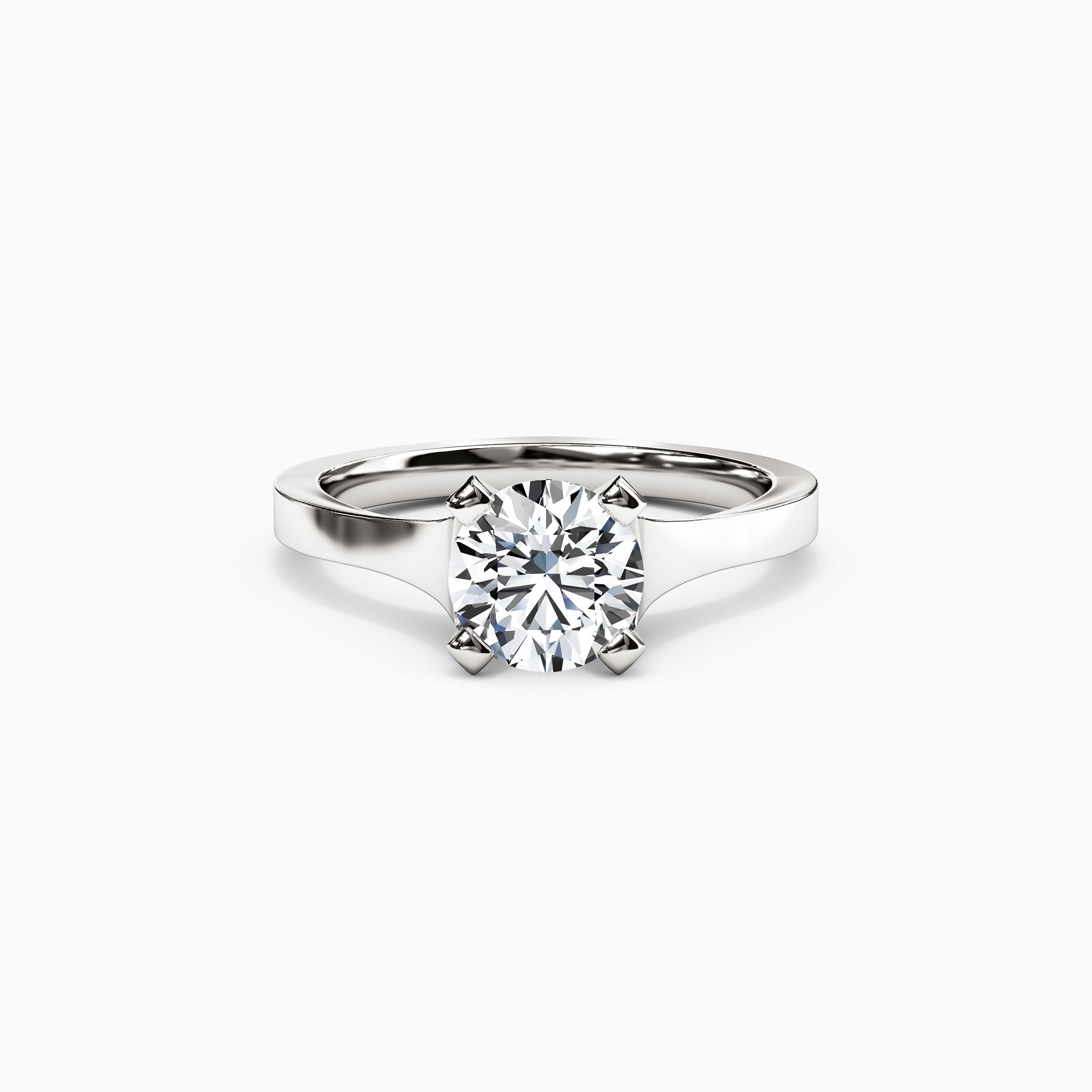 Bague de Fiançailles Solitaire en Diamant avec Pavage Effilé en Platine