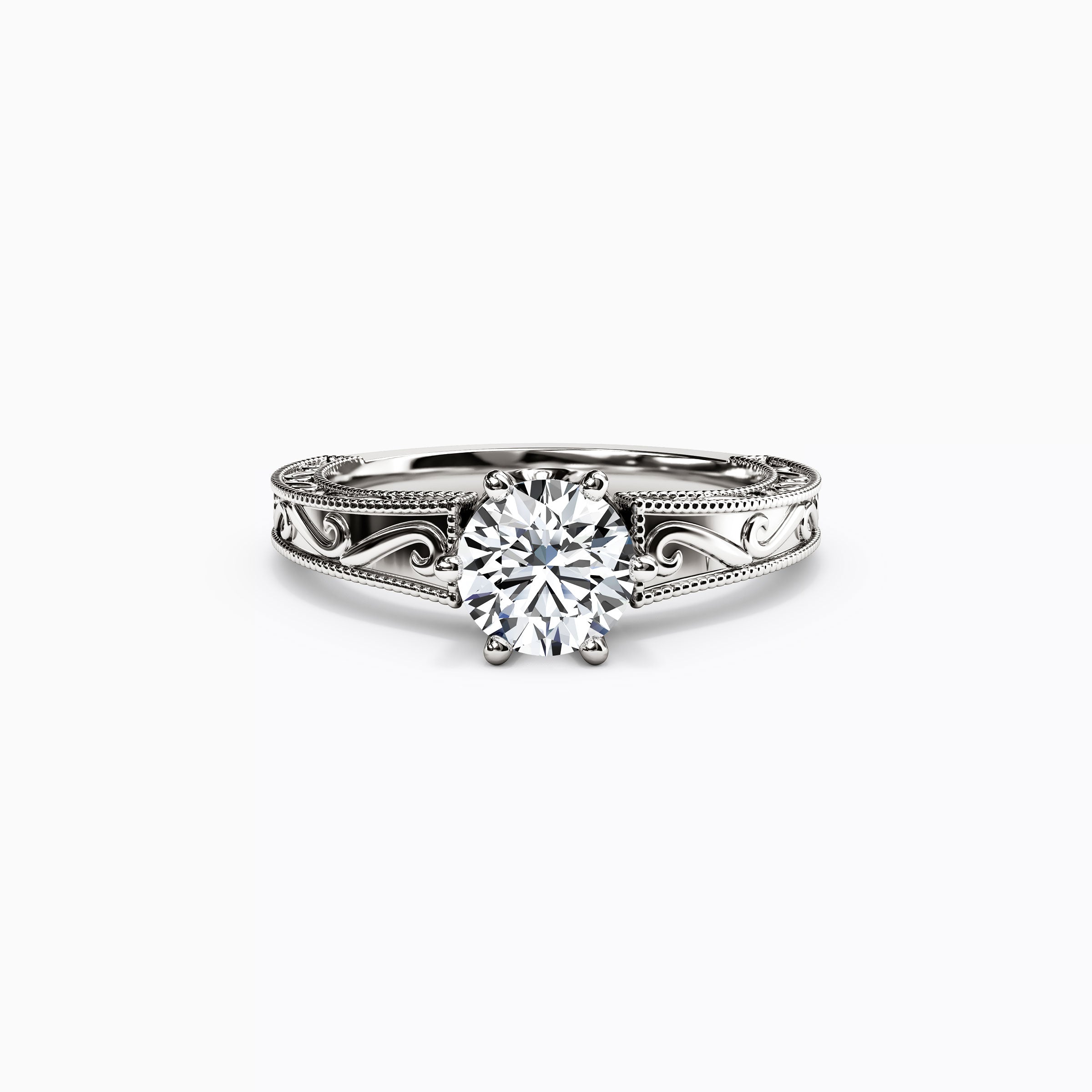 Bague de fiançailles Jubilee Paisley gravée en platine