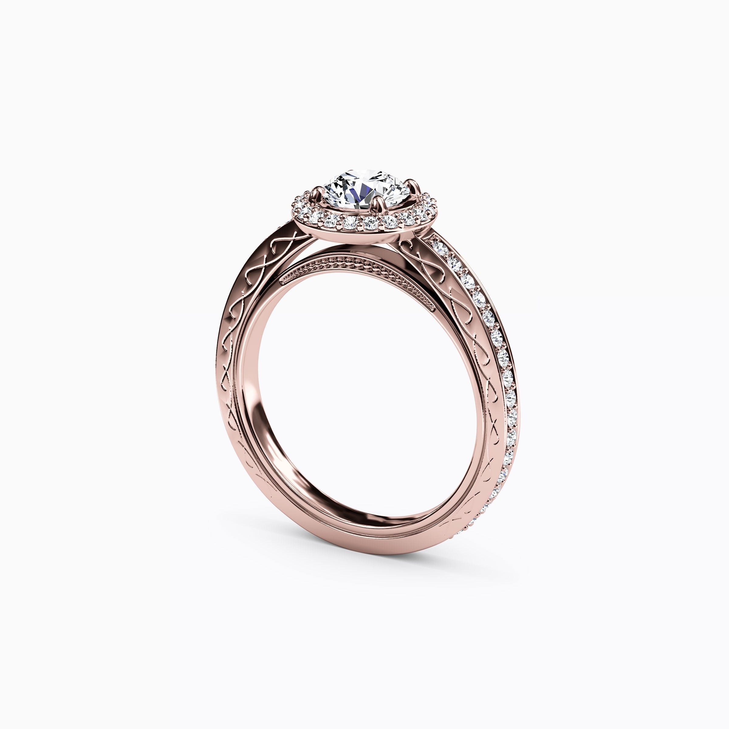 Halo Pavé Engagement Ring in 18K Gold