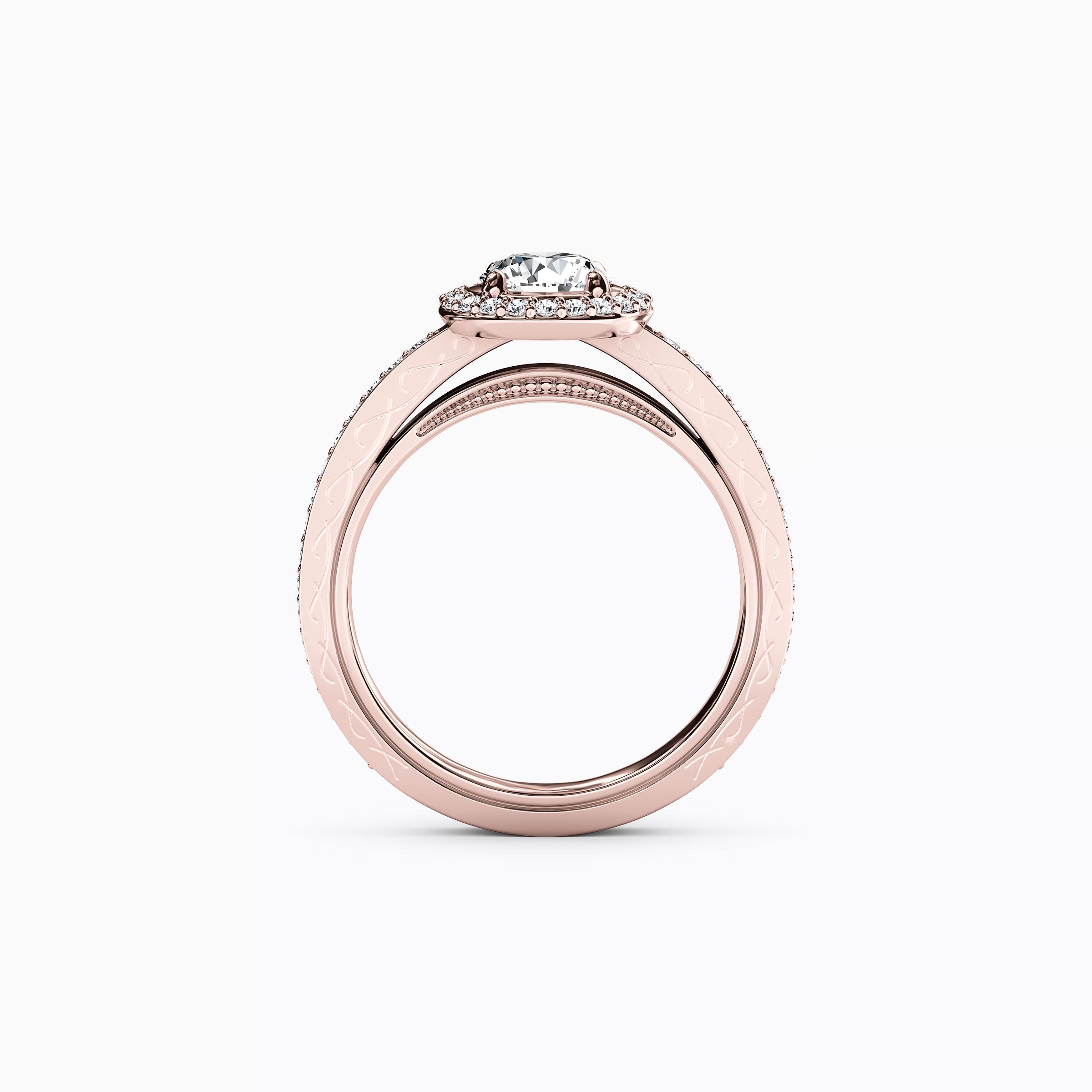 Halo Pavé Engagement Ring in 18K Gold