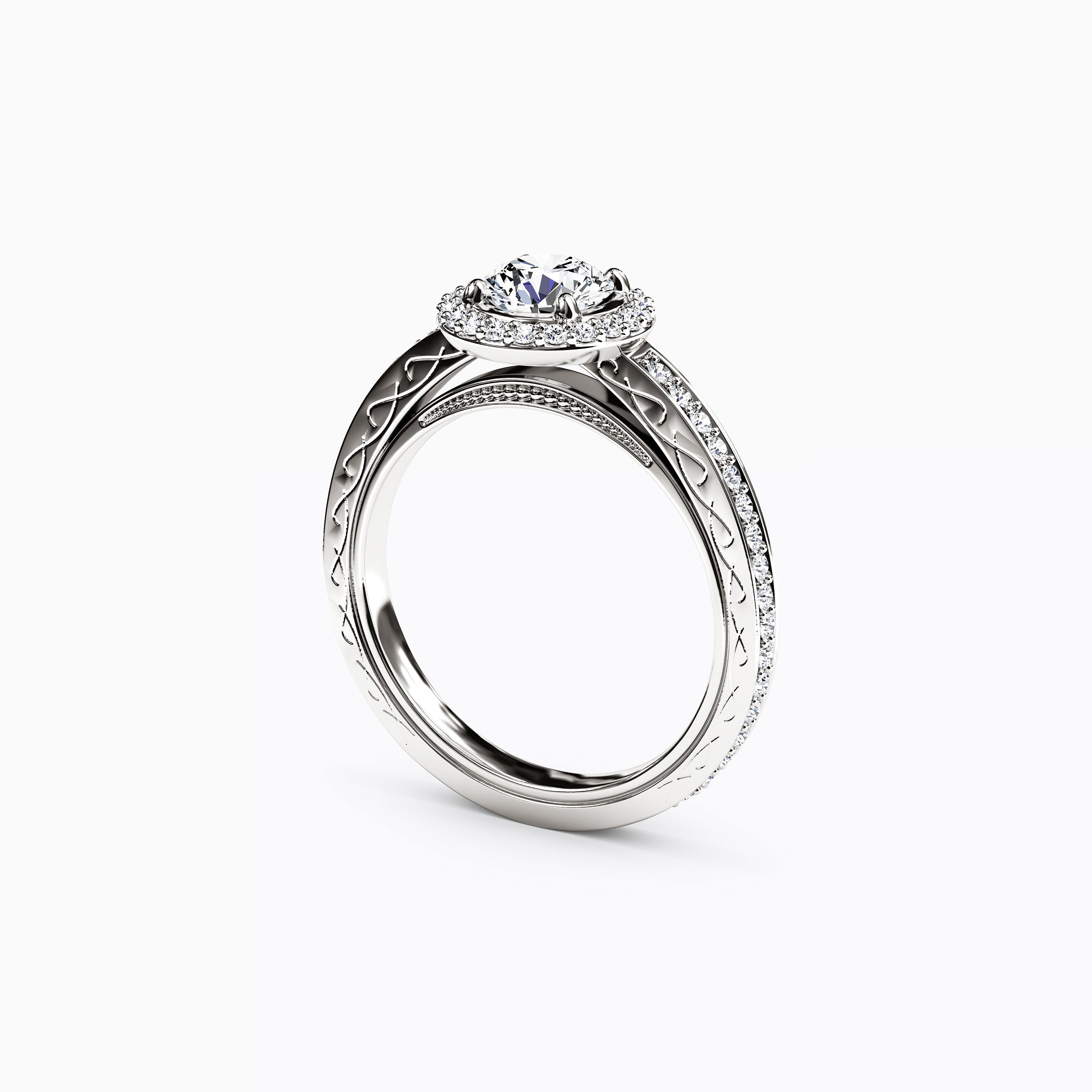 Bague de Fiançailles Halo en Platine