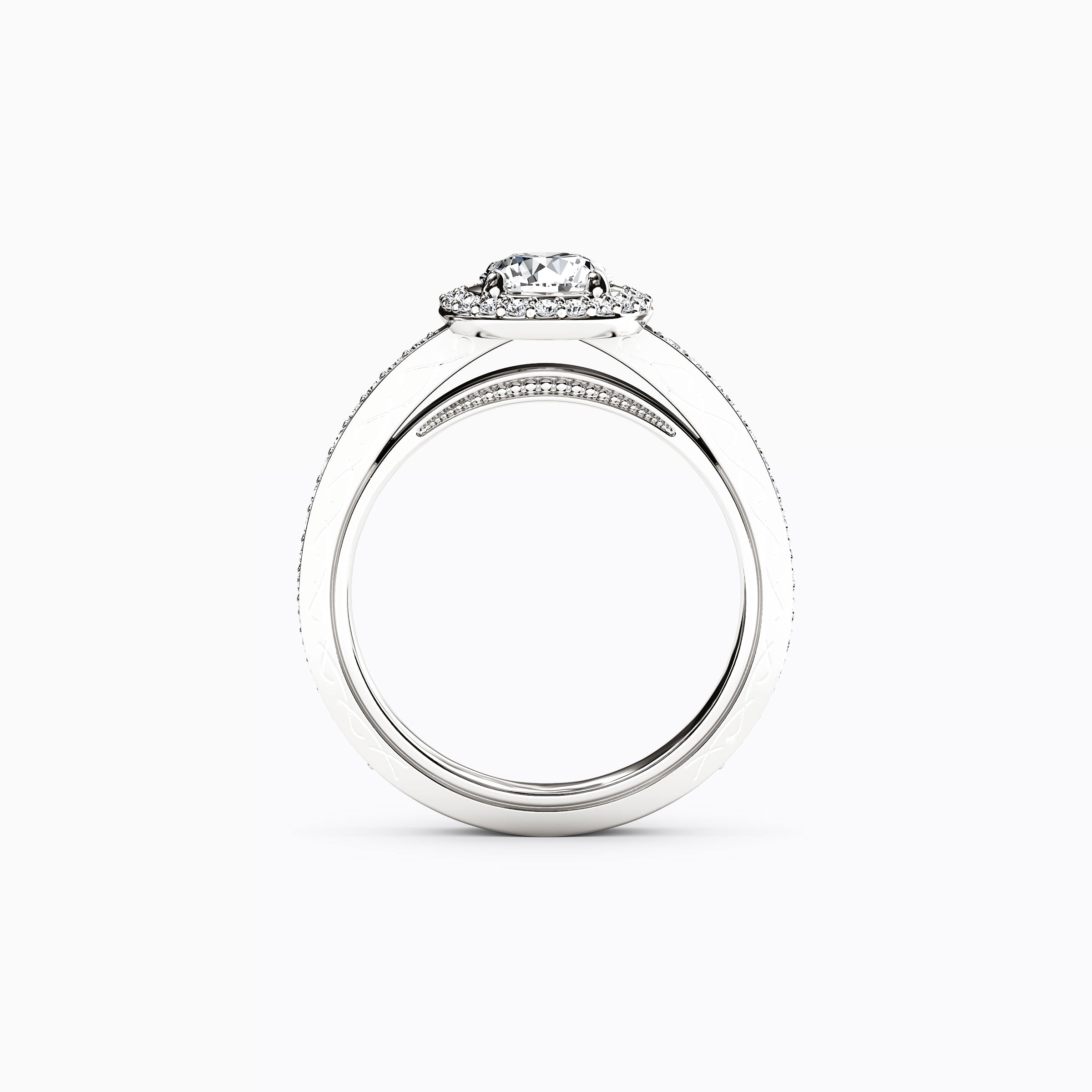 Halo Pavé Engagement Ring in Platinum