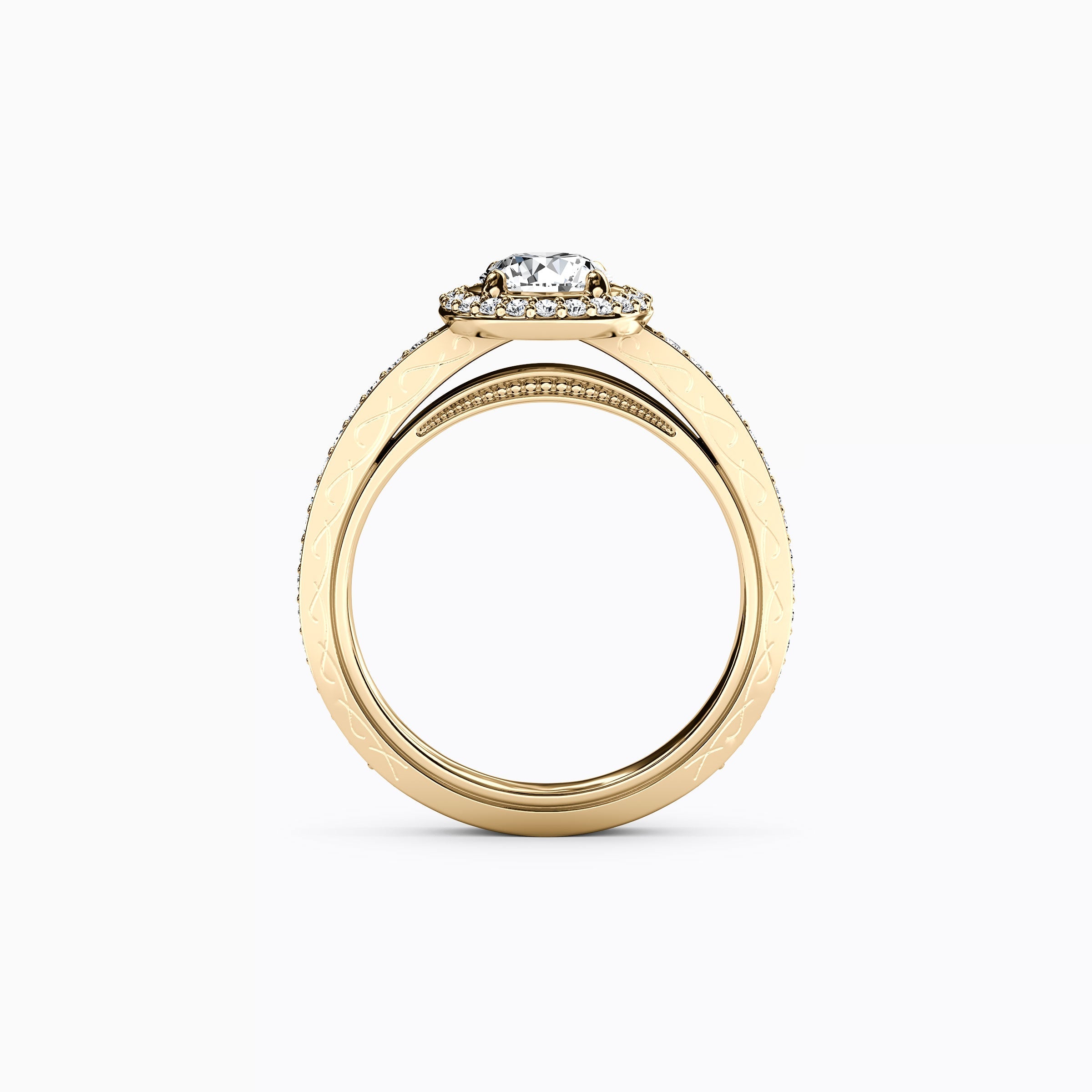 Halo Pavé Engagement Ring in 18K Gold