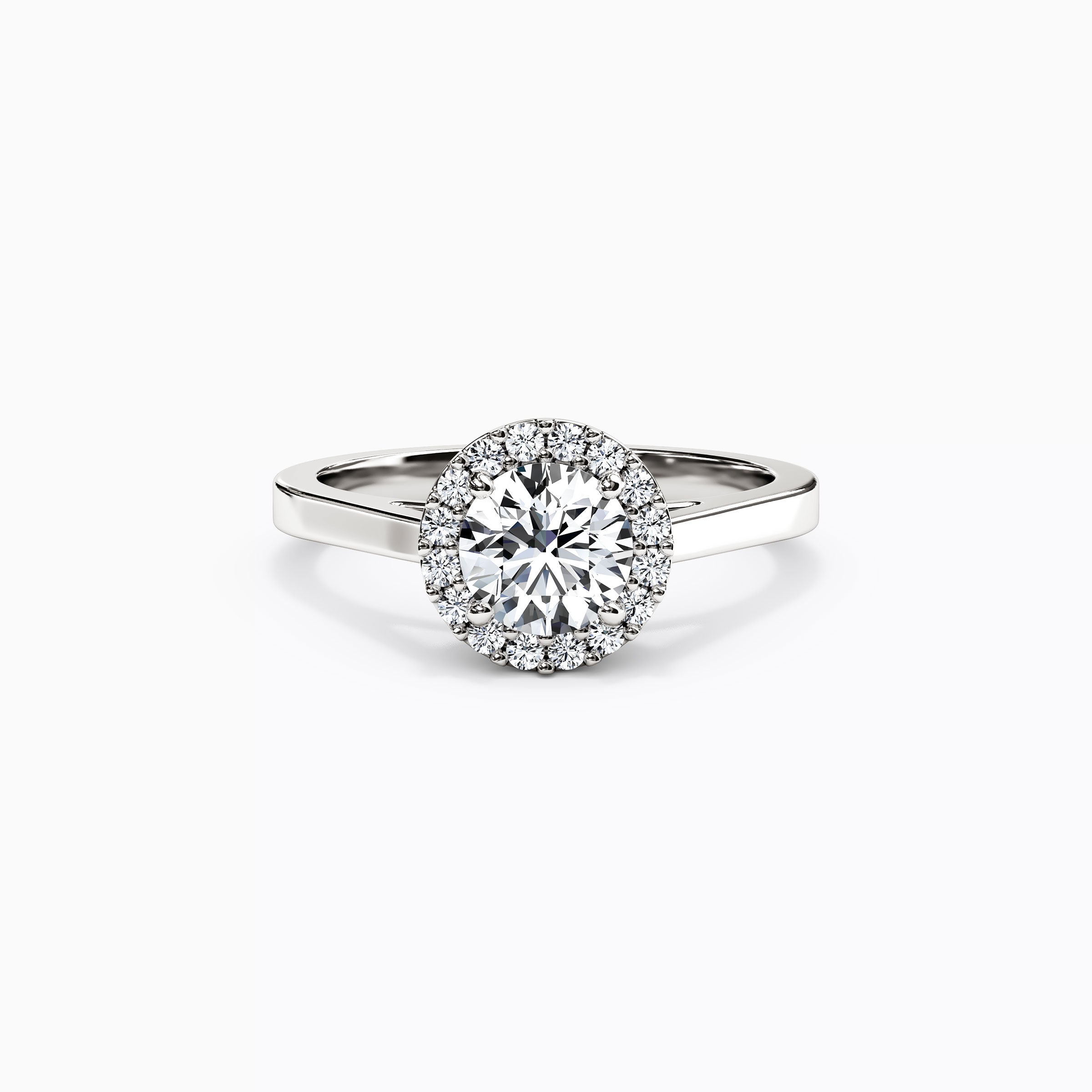Bague de fiançailles Halo sertie de diamants en platine