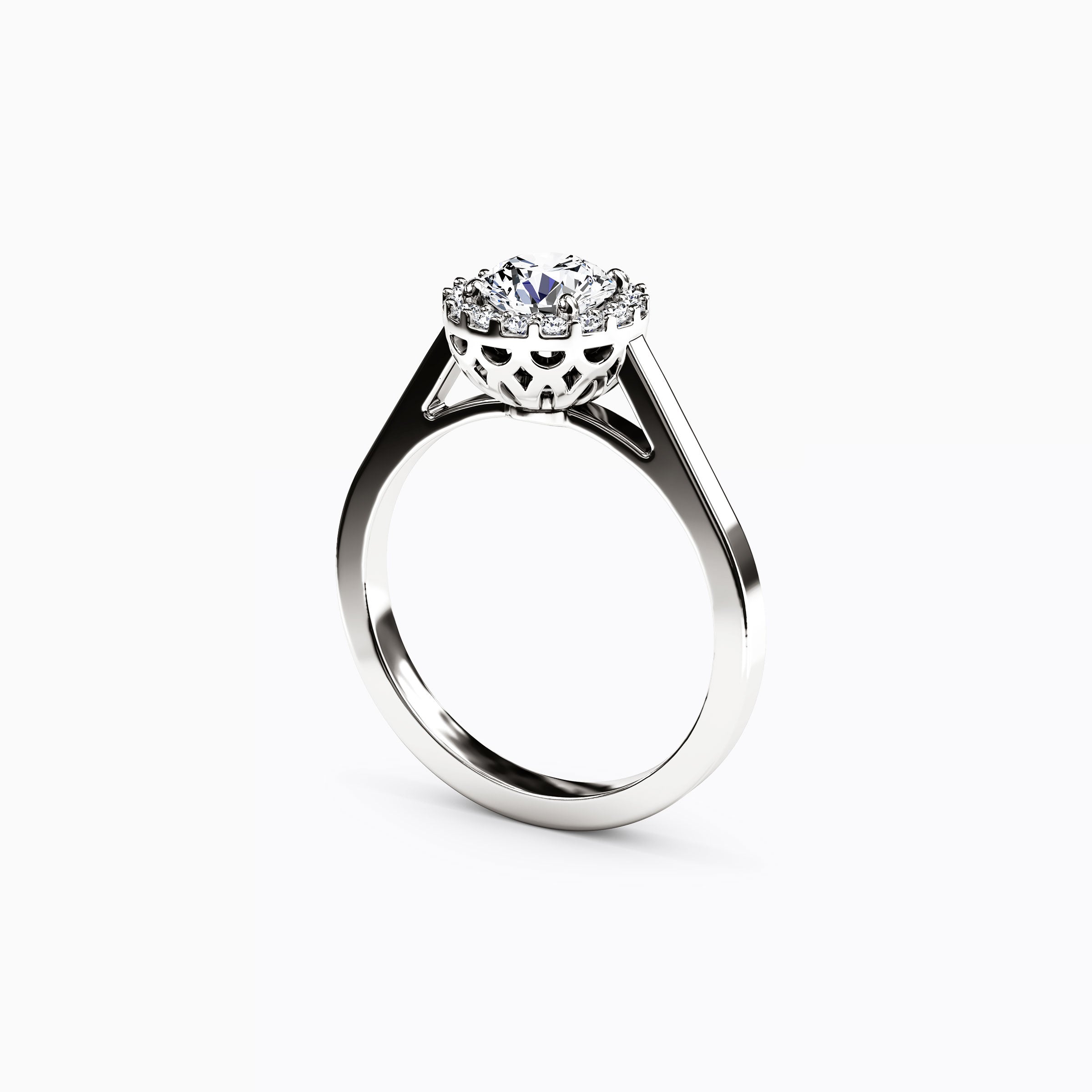 Bague de fiançailles Halo sertie de diamants en platine