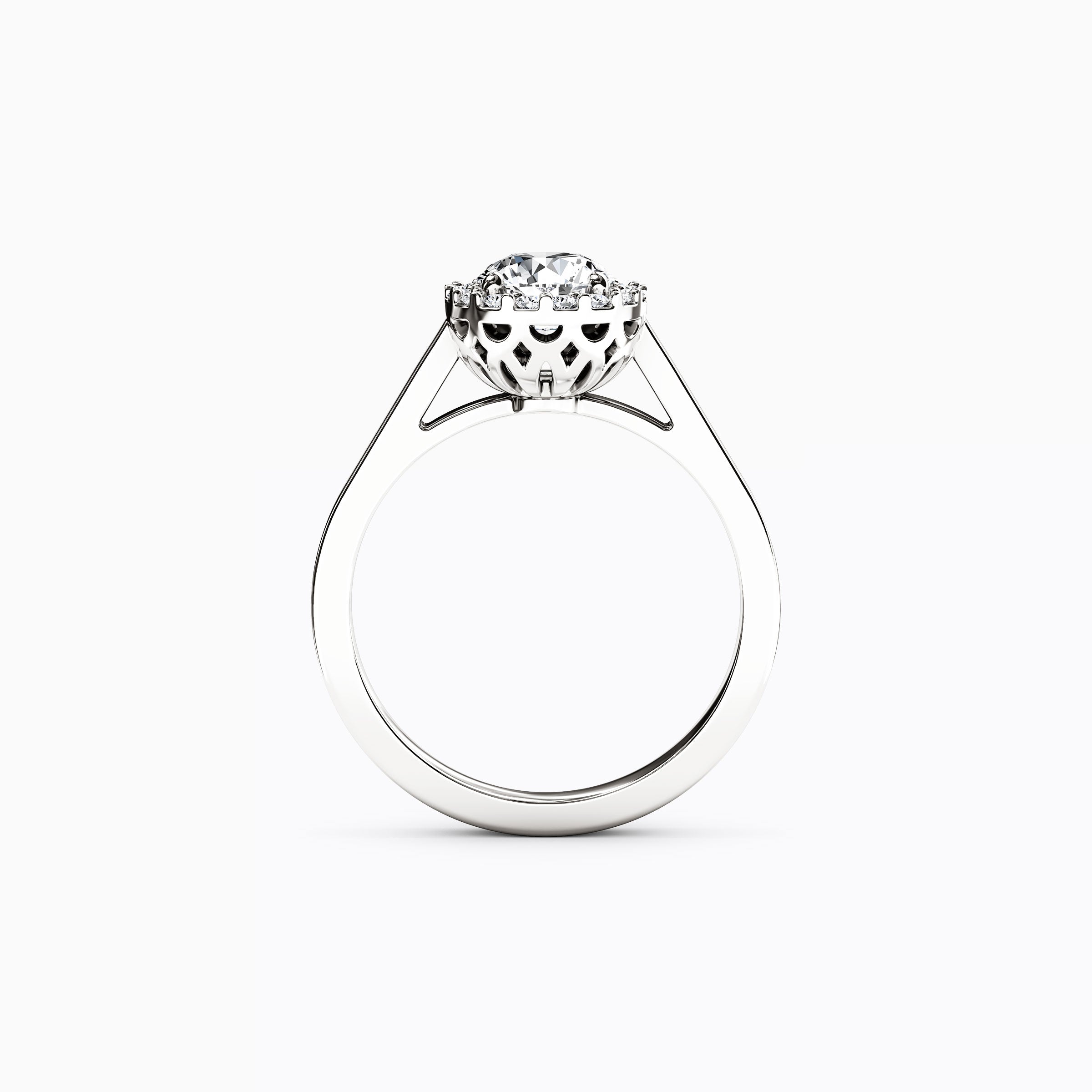 Halo Pierced Gallery Engagement Ring in Platinum