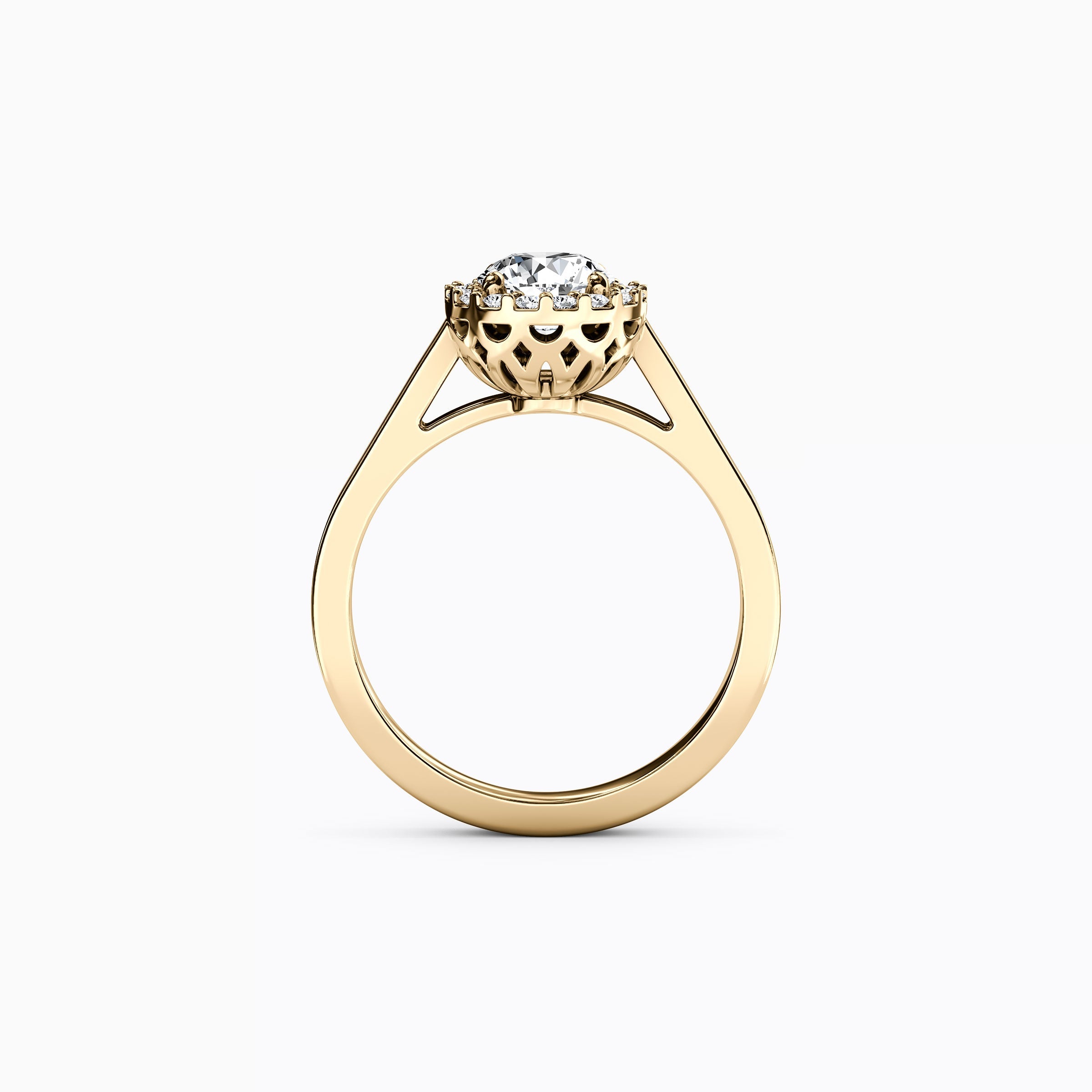 Halo Pierced Gallery Engagement Ring in 18K Gold