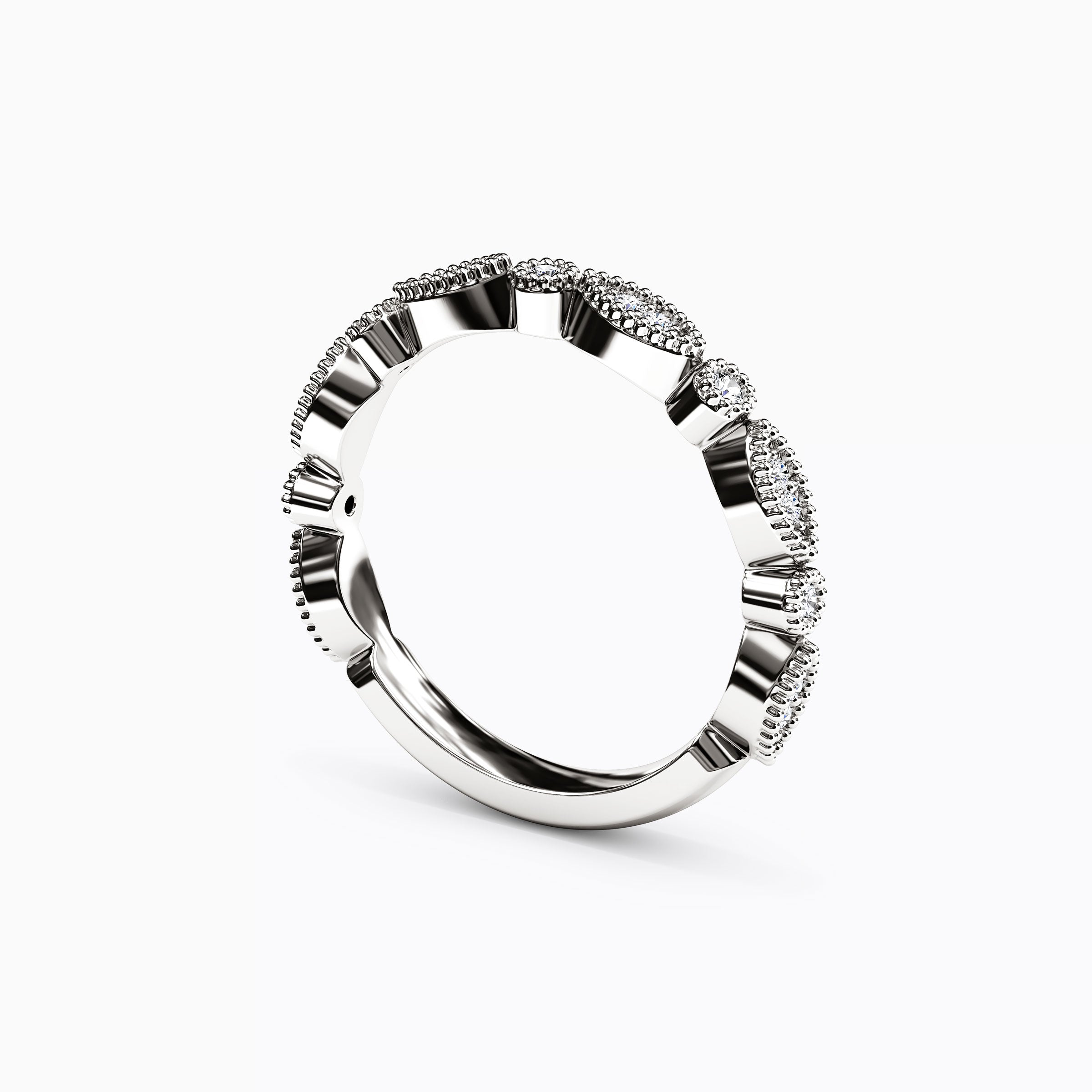 Diamond Beaded Wedding Band in 14K Gold