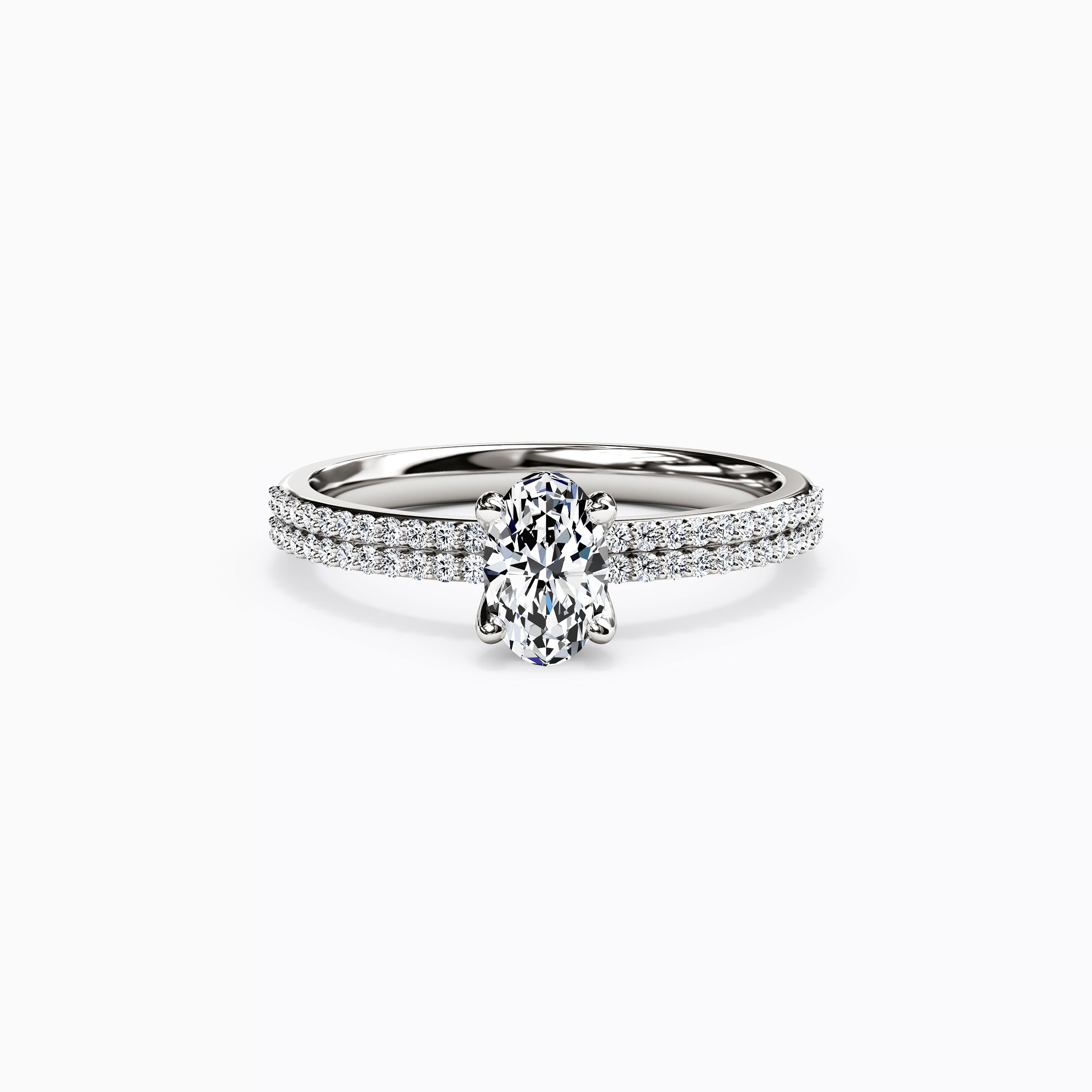 Bague de fiançailles Midnight Sparkle ovale double rangée en platine