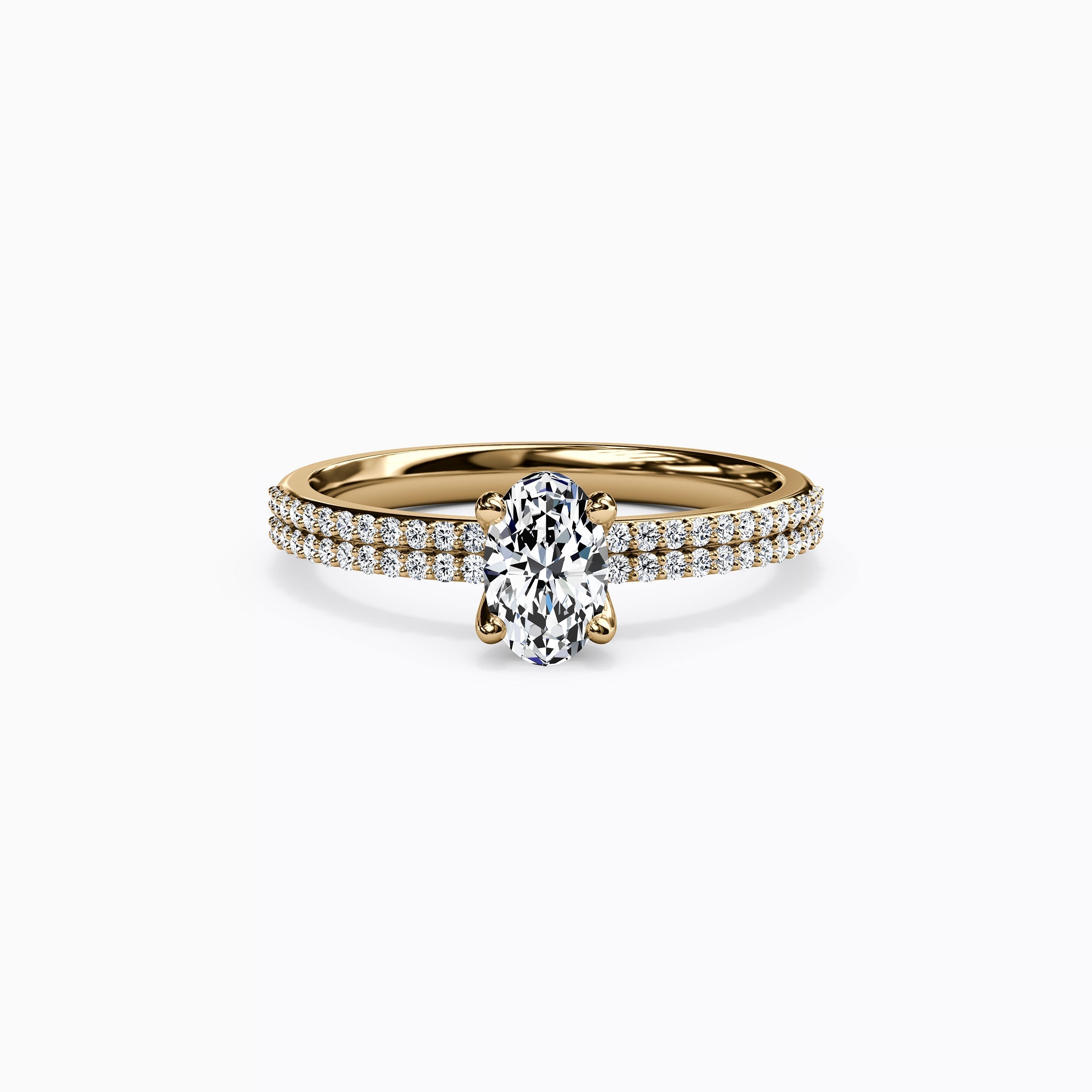 Bague de fiançailles Midnight Sparkle ovale double rangée en or 18 carats