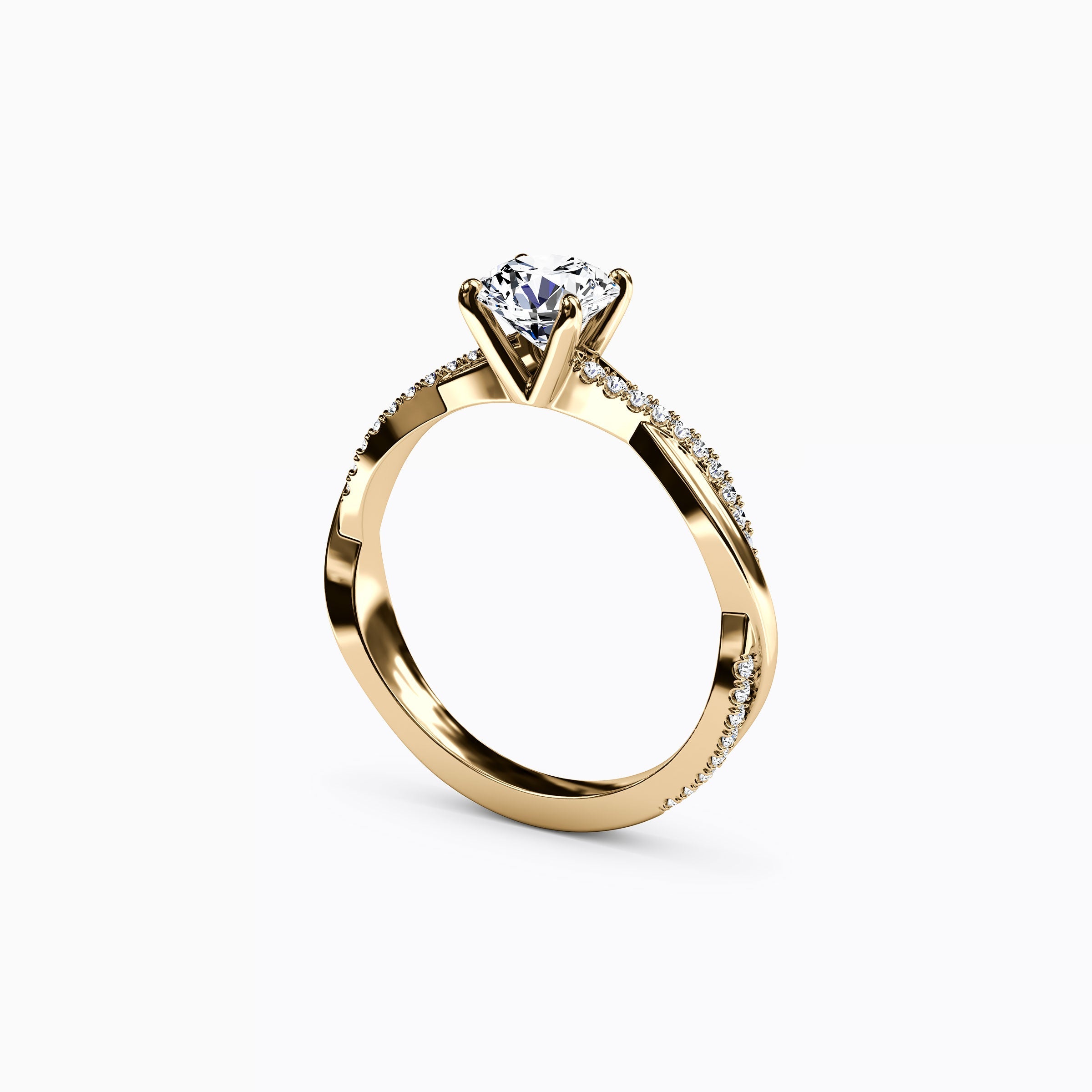 Midnight Sparkle Intertwined Prong Set Engagement Ring in 18K Gold