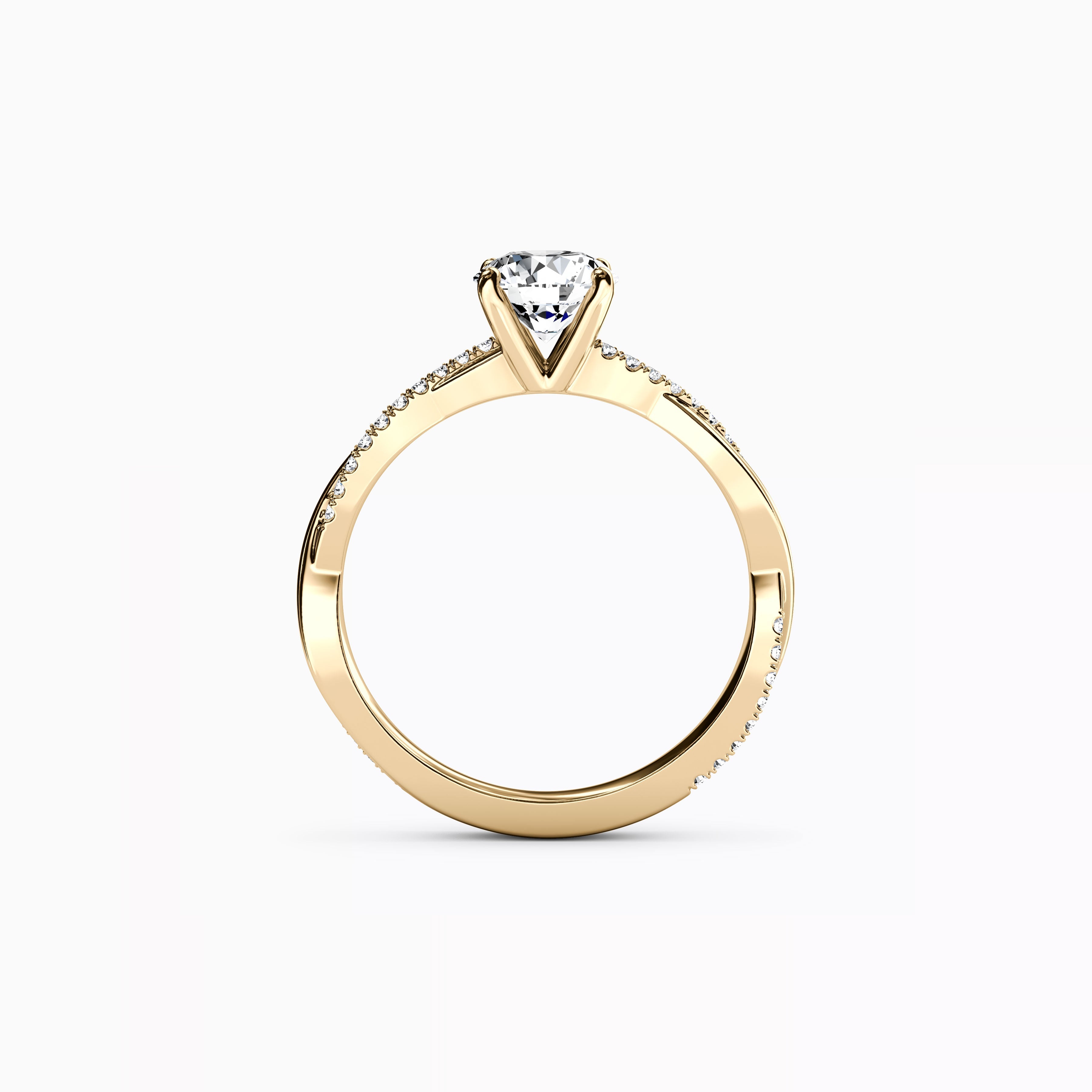 Midnight Sparkle Intertwined Prong Set Engagement Ring in 18K Gold