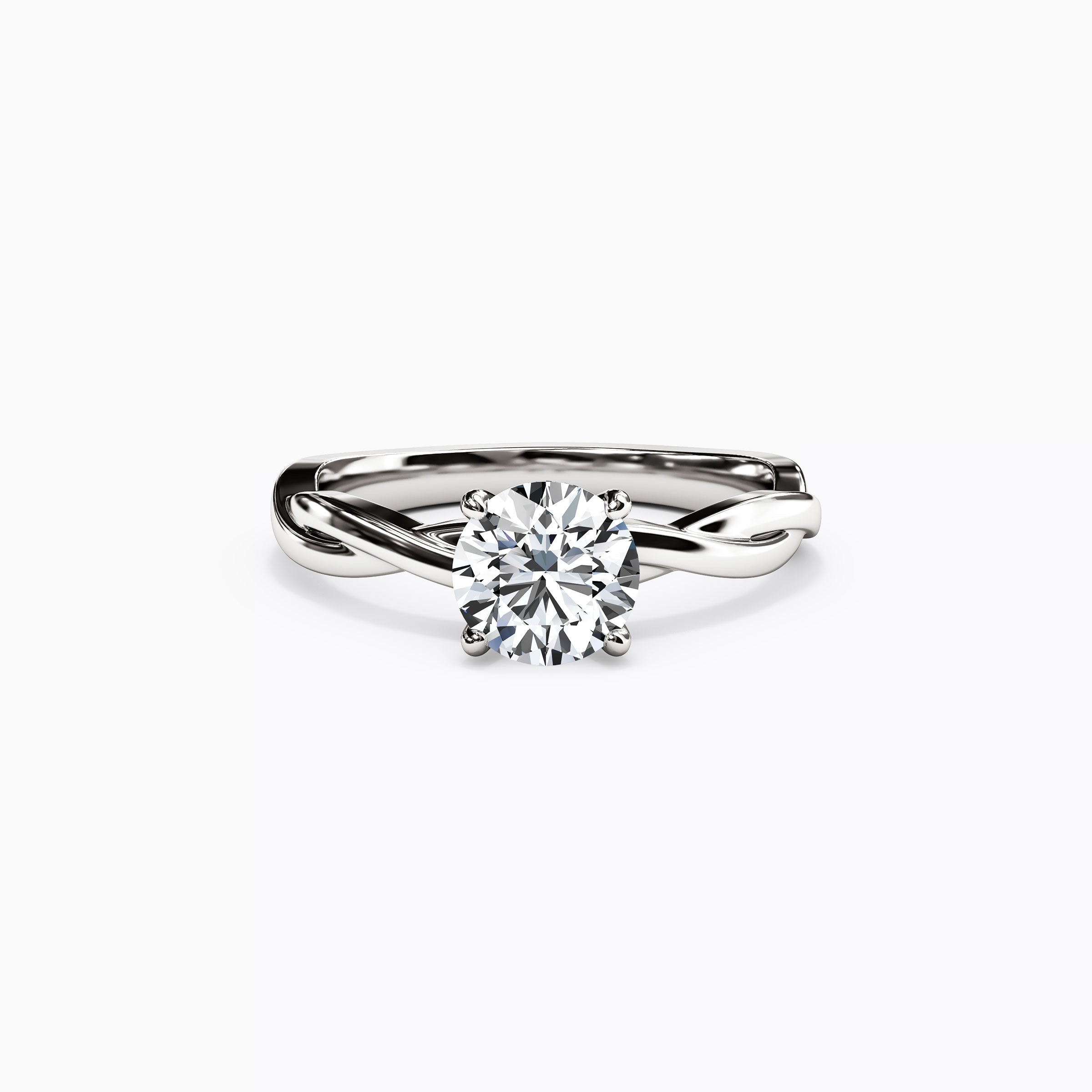 Bague de fiançailles solitaire entrelacée en platine