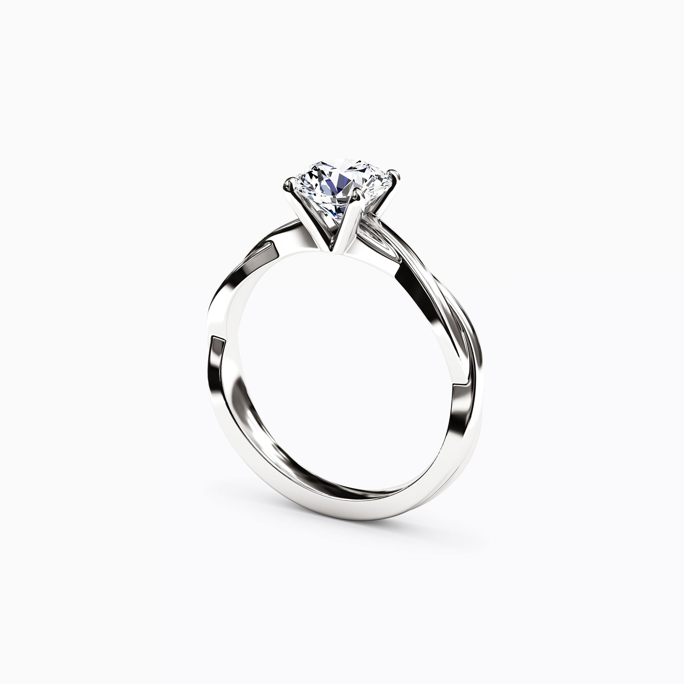 Bague de fiançailles solitaire entrelacée en platine