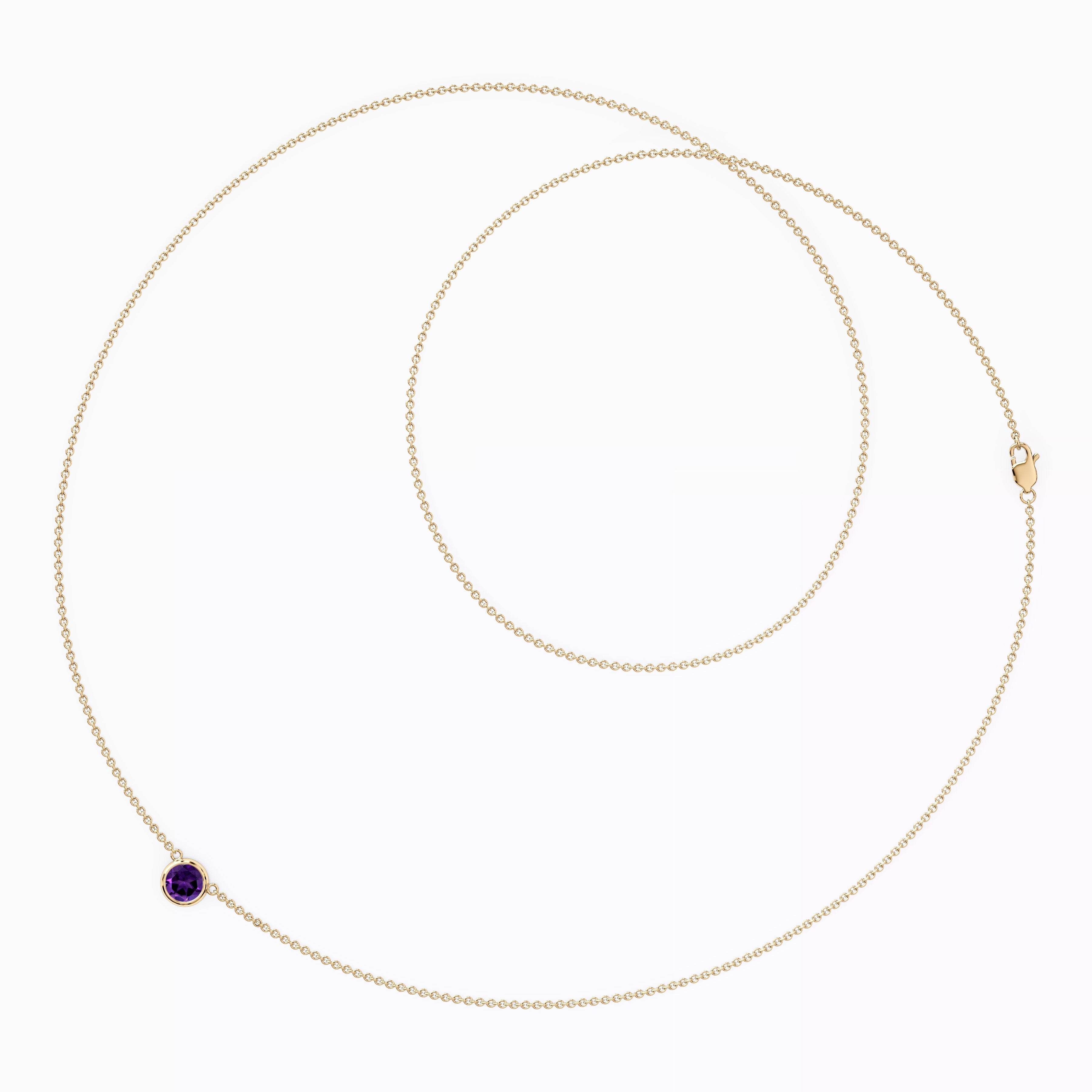 Amethyst Bezel Necklace |14K Gold