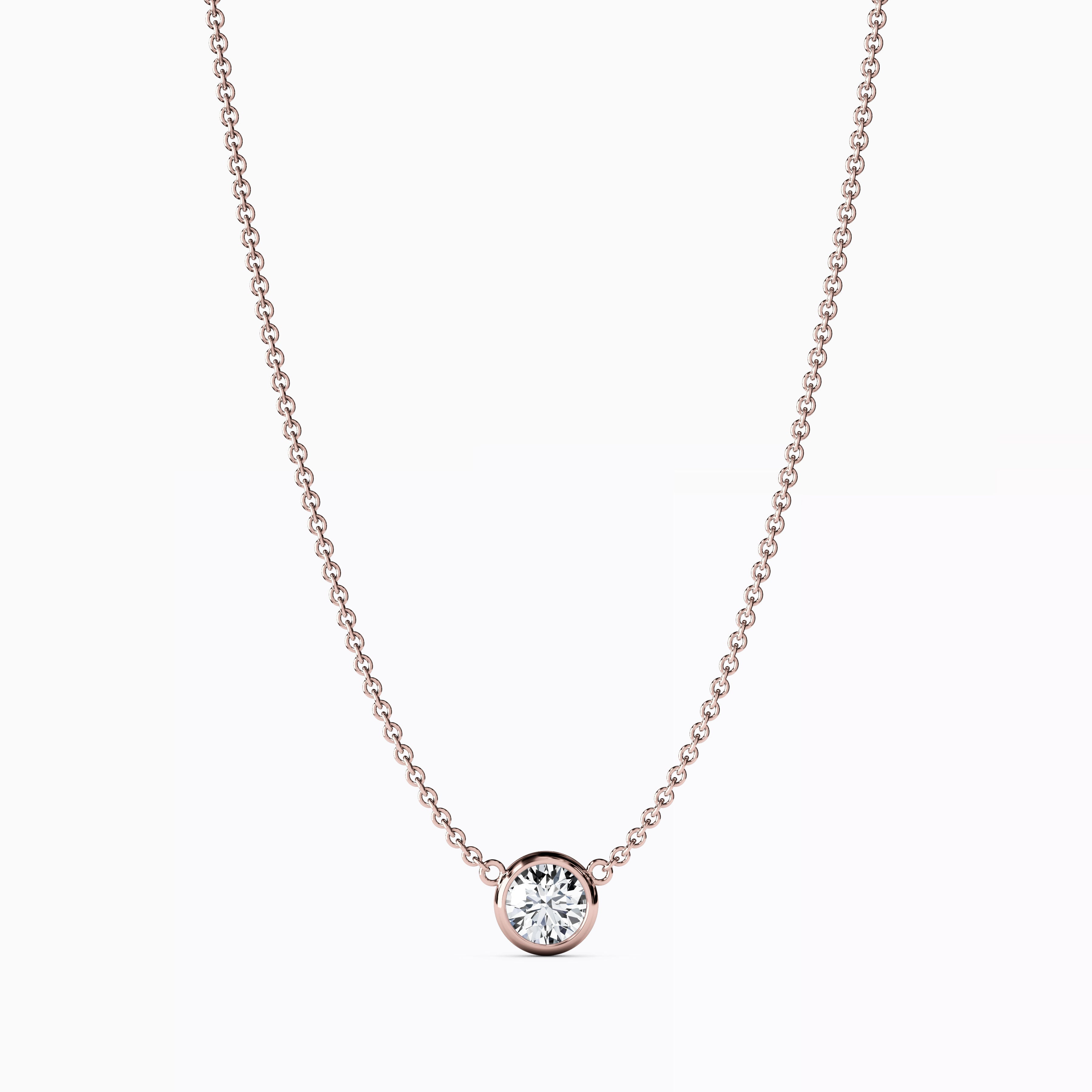 Diamond 0.10 CT Single Bezel Necklace | 14K Gold