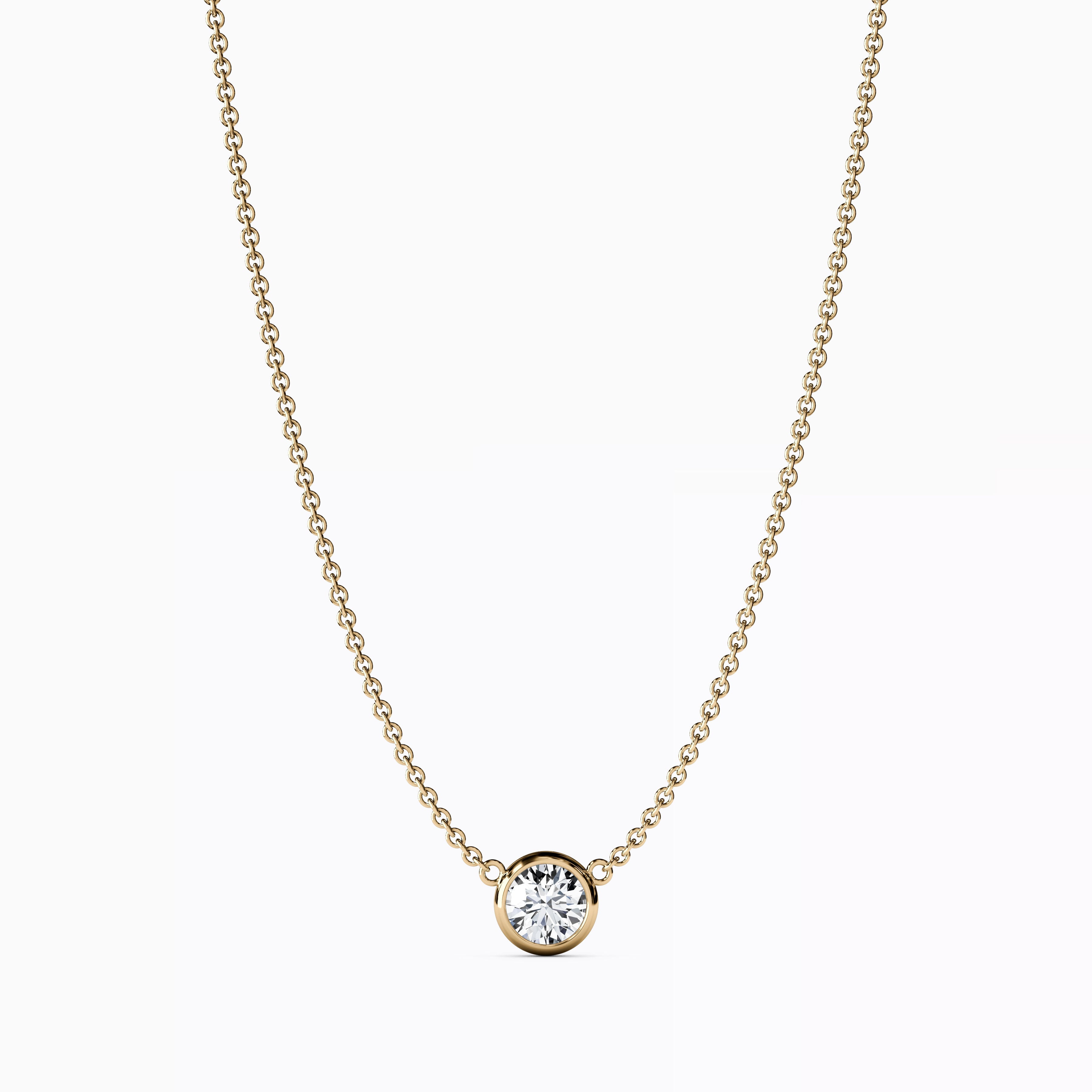 Diamond 0.10 CT Single Bezel Necklace | 14K Gold