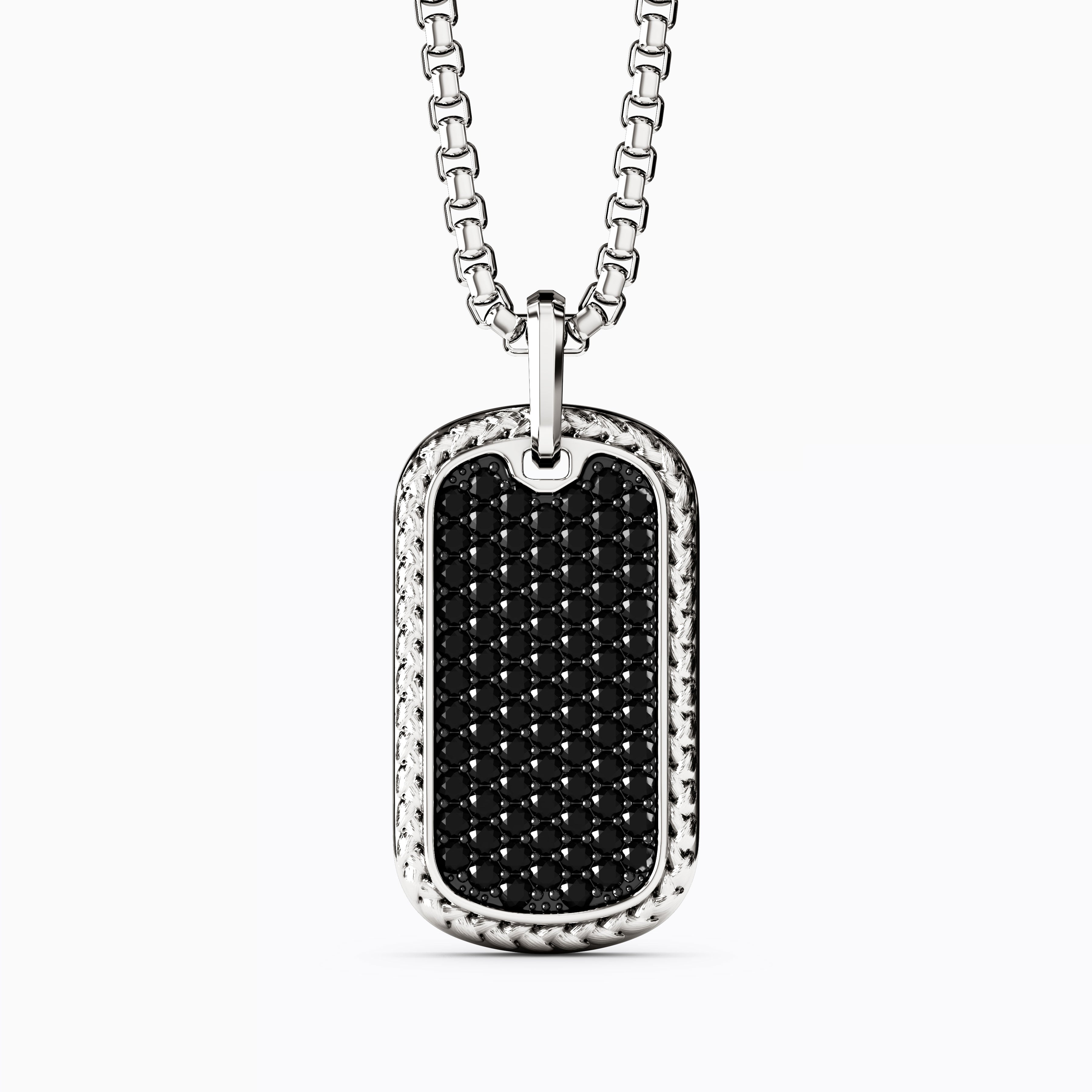 Pendentif homme Black Diamond nid d'abeille en argent sterling