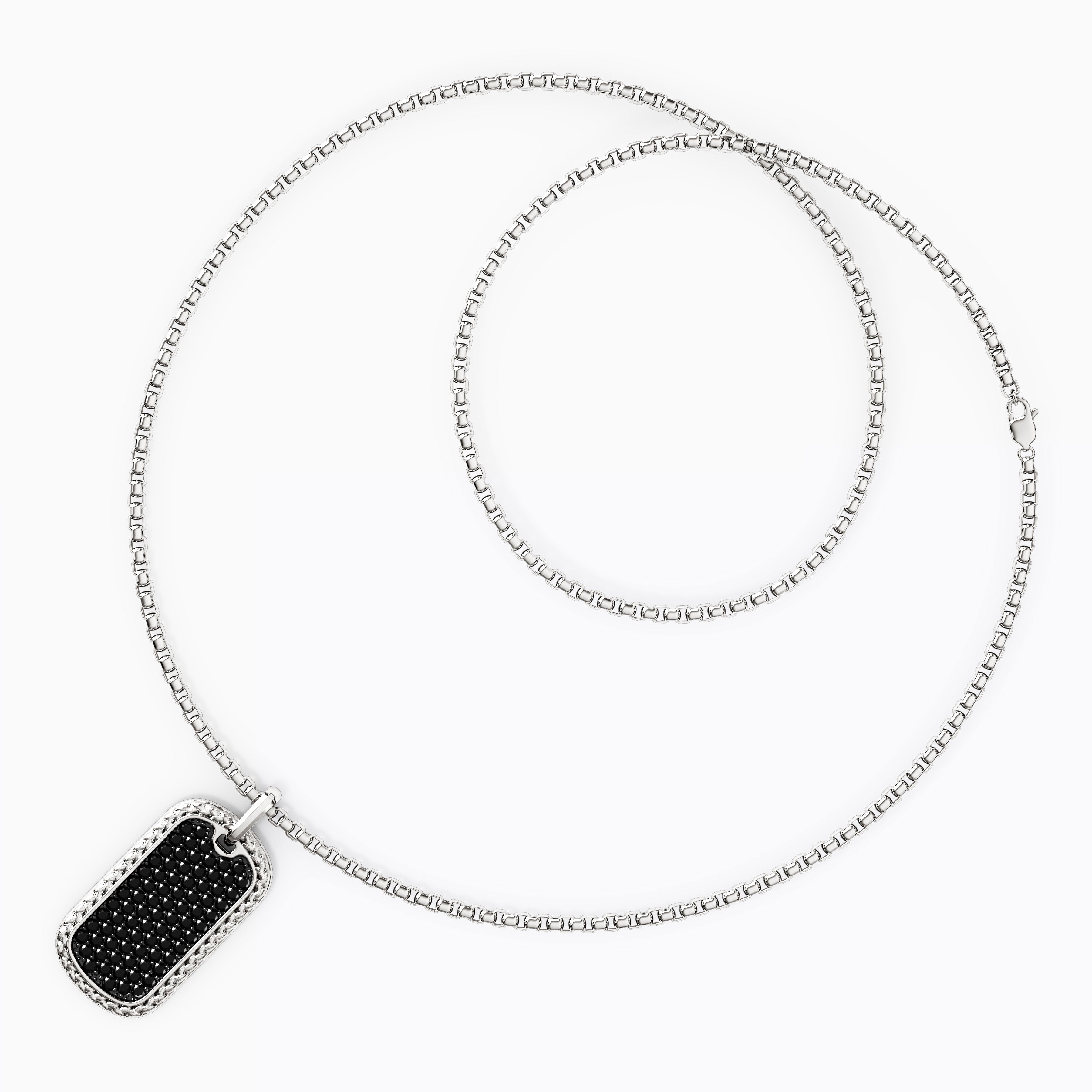 Pendentif homme Black Diamond nid d'abeille en argent sterling