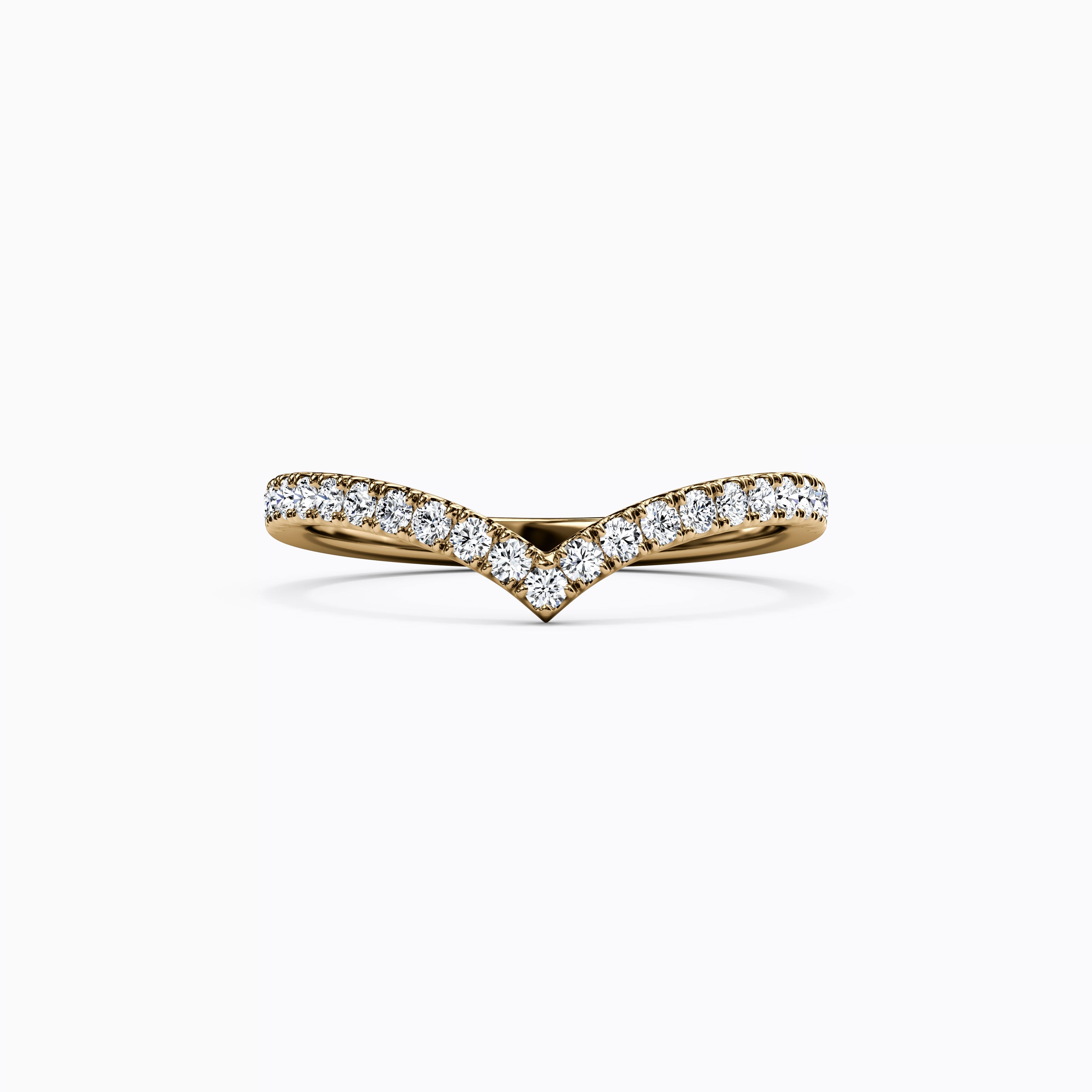V Diamond Chevron Stackable Ring |14K Gold