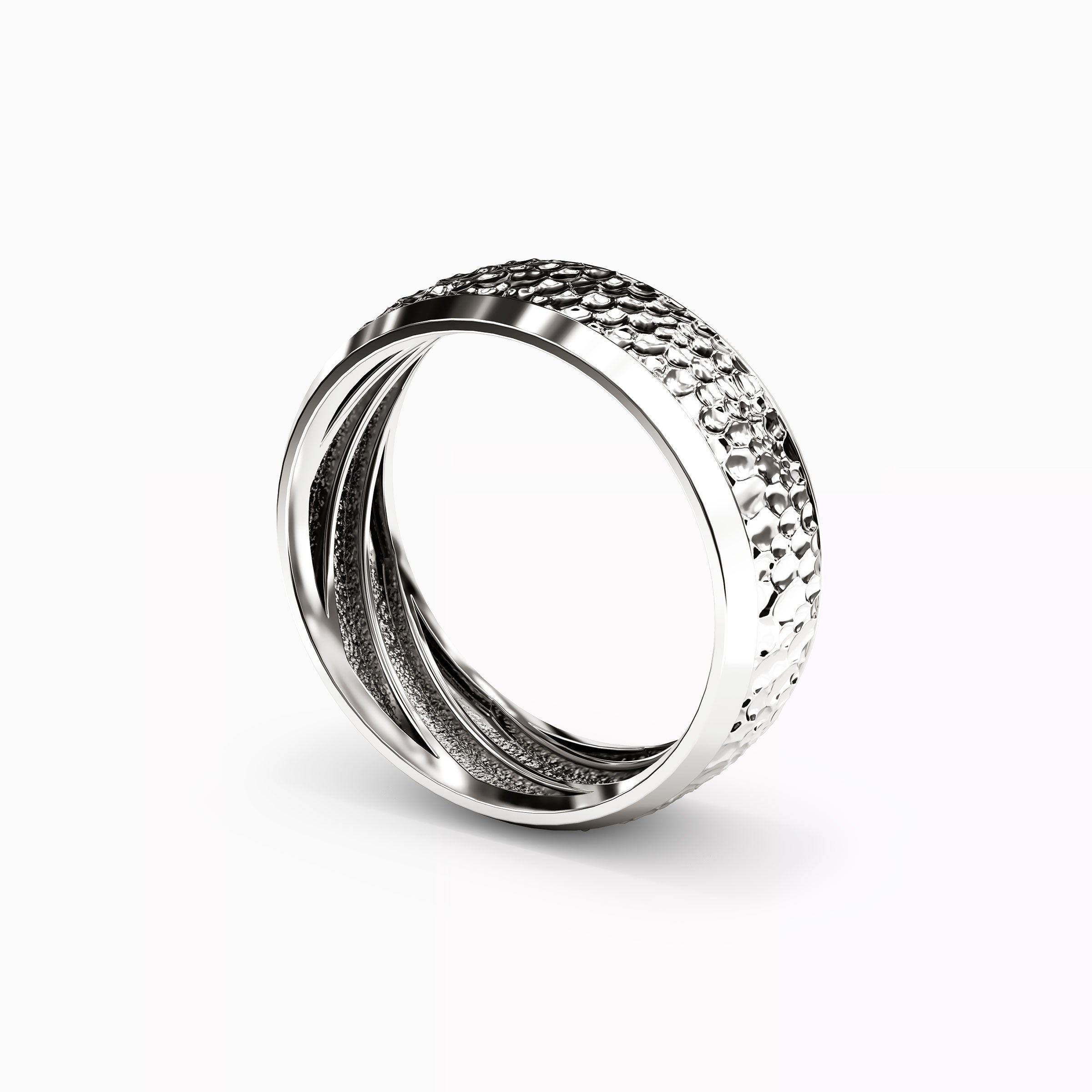 Hammered Finish Wedding Band in Platinum