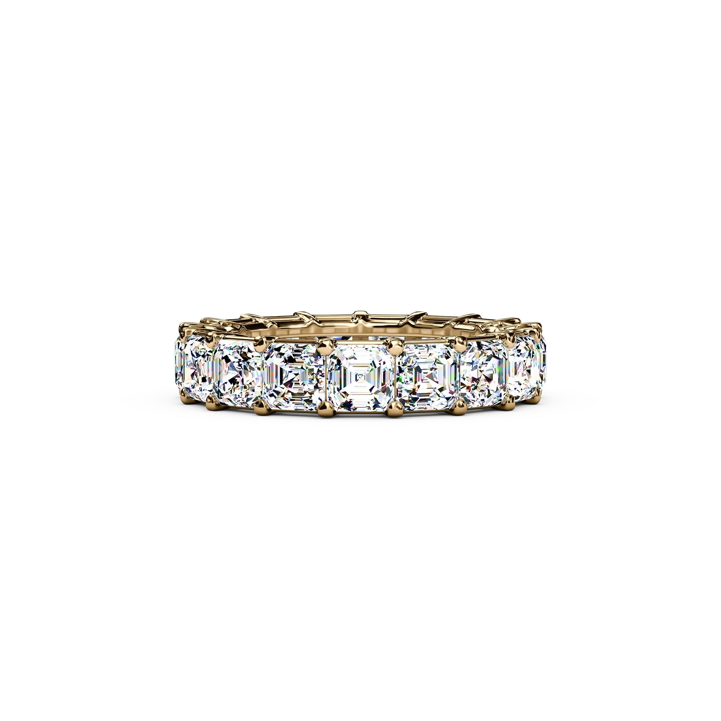 Diamond Asscher Cut Eternity Wedding Band in 18K Gold